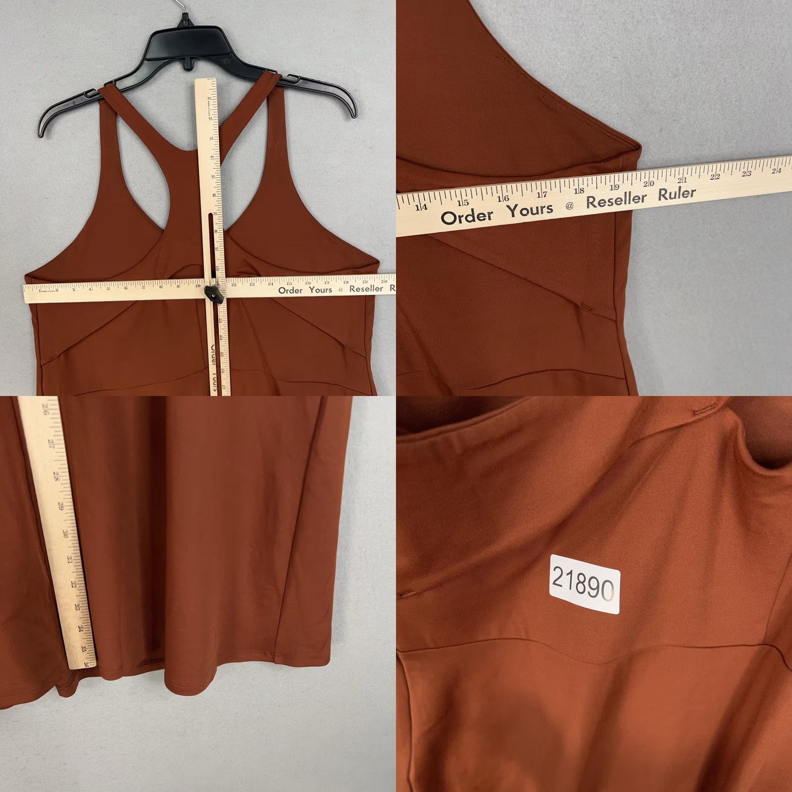 Girlfriend Collective Girlfriend Collective Dress Womens 4XL Rust Racerback Built In Shorts Pockets Sleeveless V-Neck Casual Sport Knit Jersey Polyester Spandex Size 40" / US 18 - 9 Thumbnail