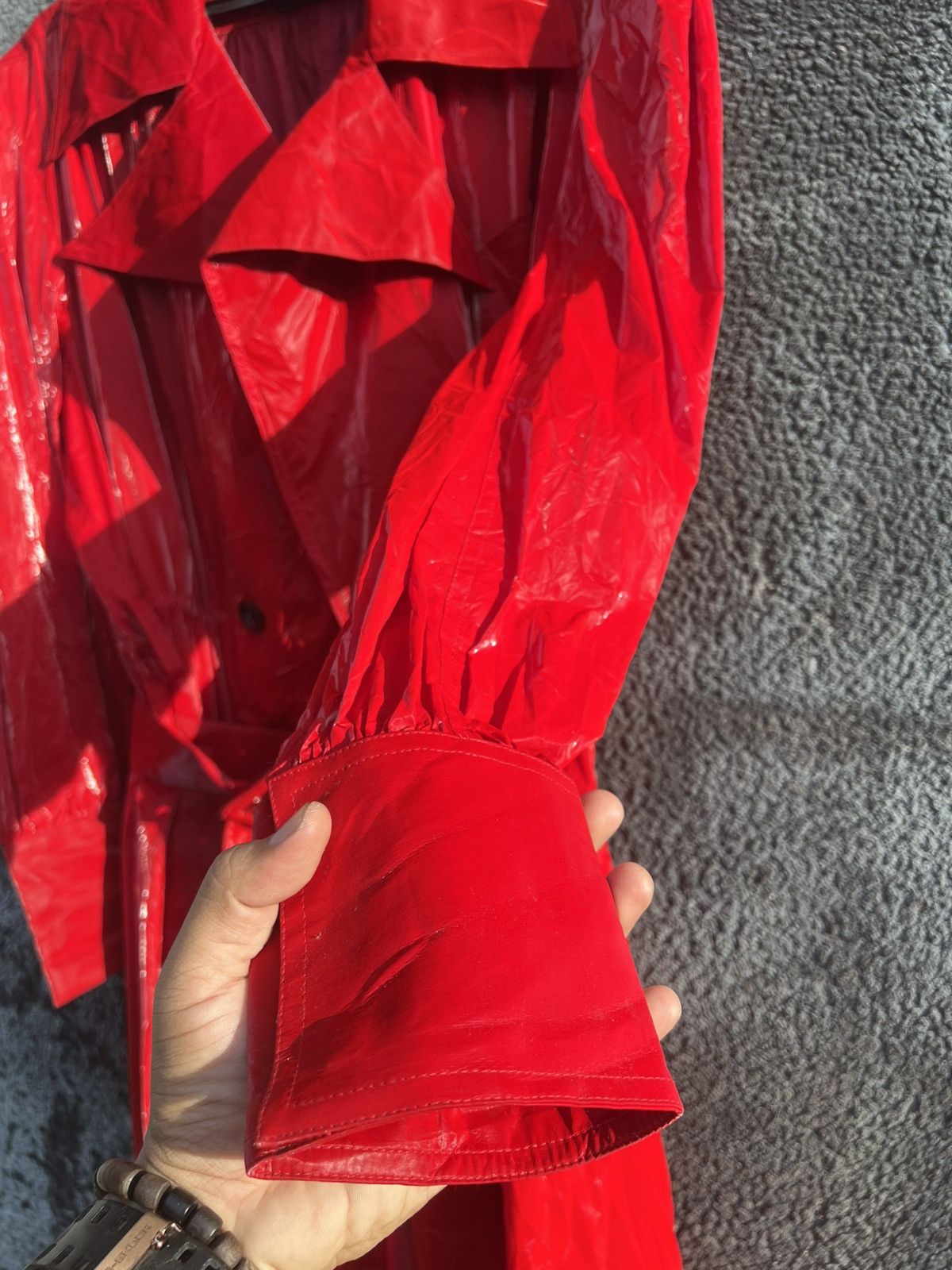 Mugler Belted Glossy Red Trench Coat Size XS / US 0-2 / IT 36-38 - 3 Thumbnail