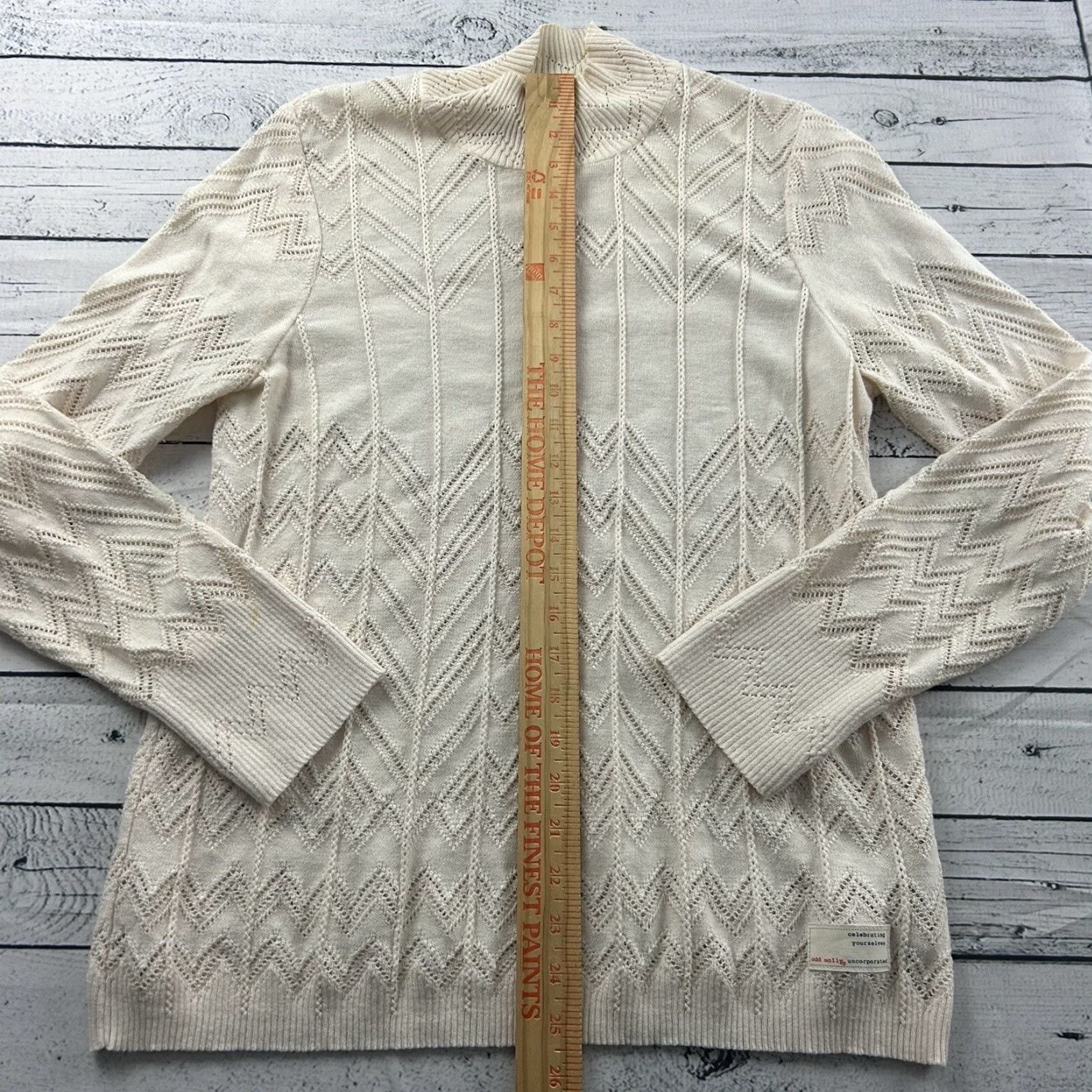 Vintage Odd Molly Cotton Mock Turtleneck Knit Top Women's 3 Ivory Knit Pullover Sweater Shirt Woolless 90s Vintage? Size XS / US 0-2 / IT 36-38 - 3 Thumbnail