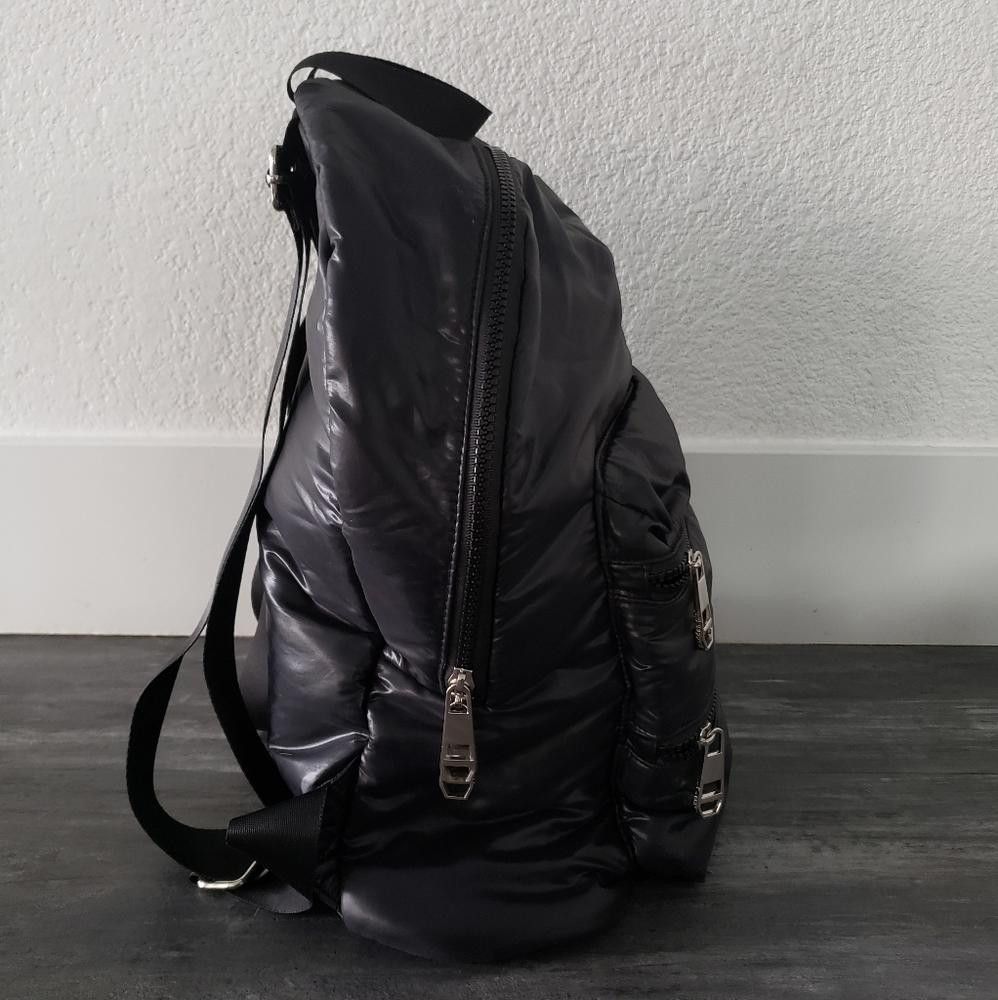 Designer Black Metallic Madden Double Zip Backpack Size ONE SIZE - 2 Thumbnail