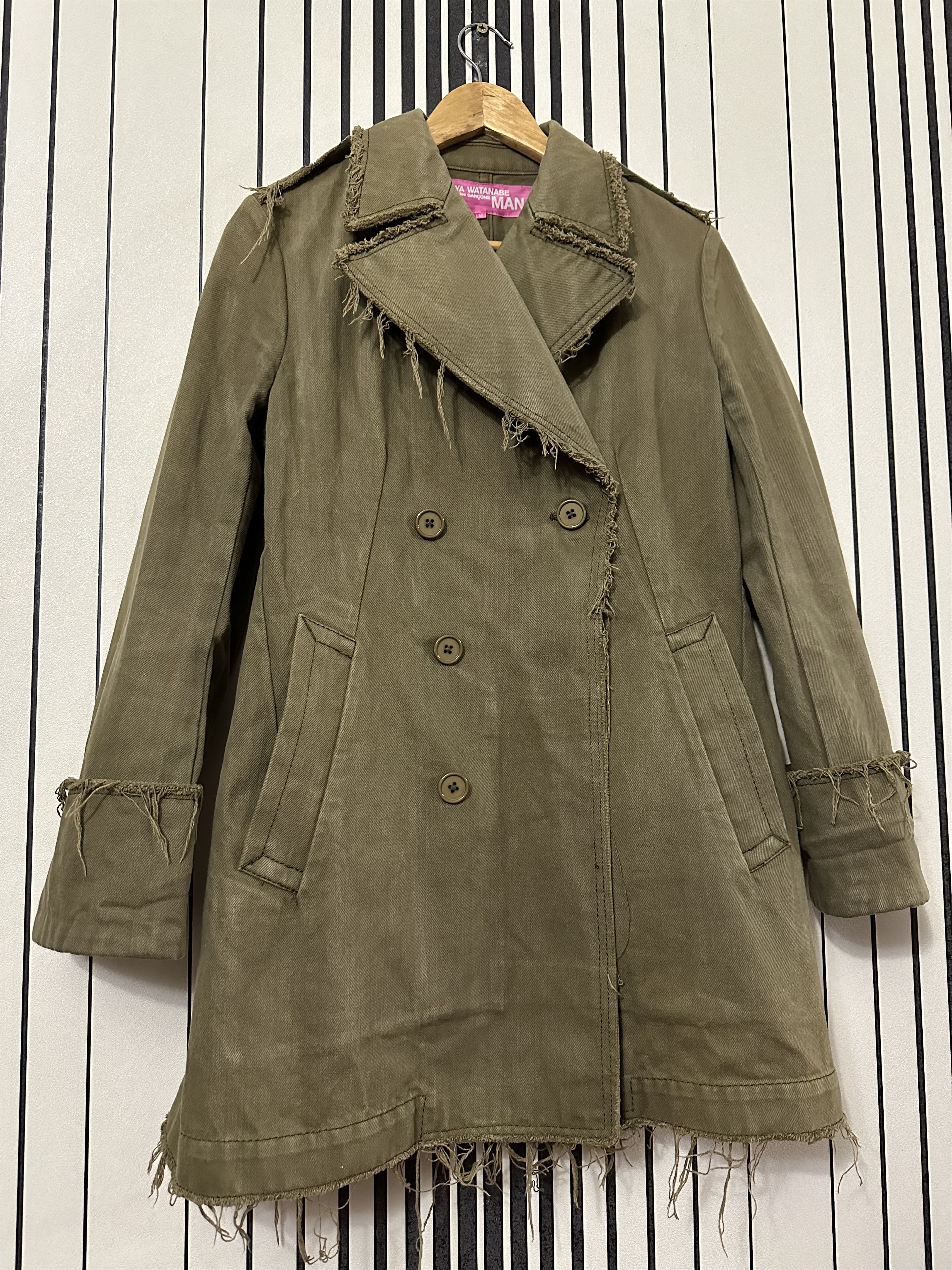 image of Archival Clothing x Comme Des Garcons 2003 Junya Watanabe Distressed Military Double-Breasted Coat 