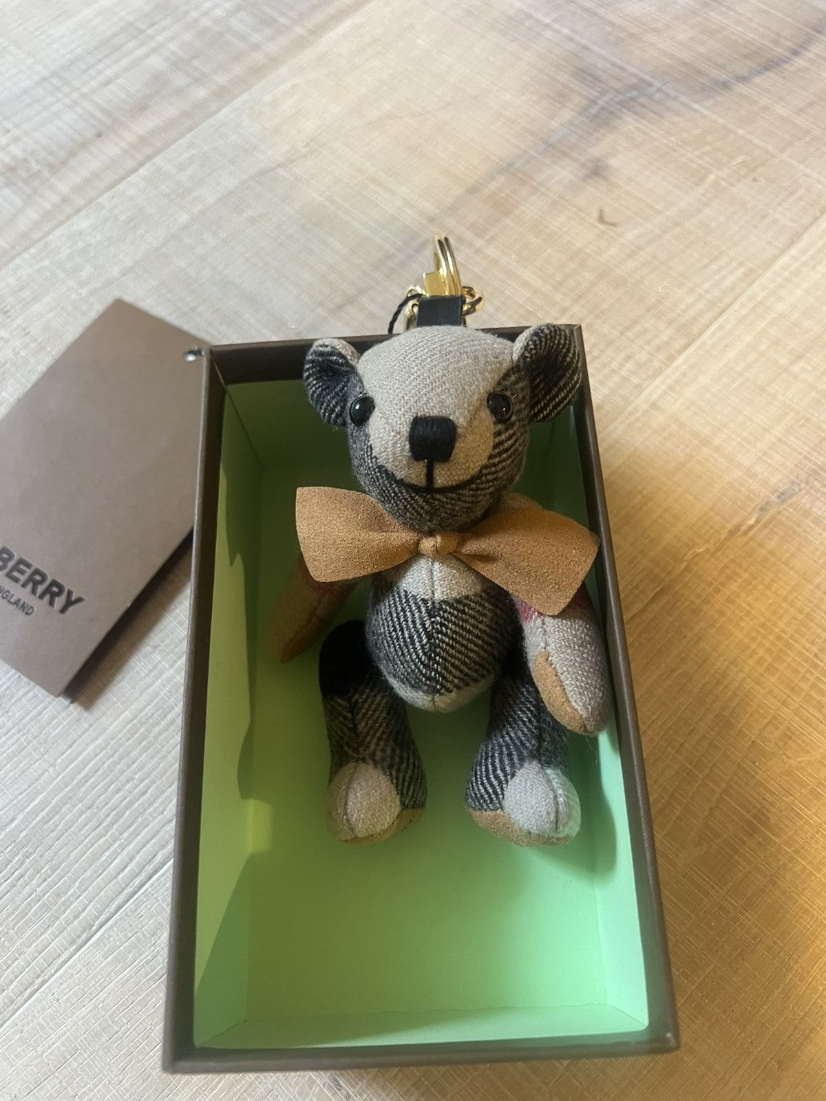 Burberry Monogram teddy bear keyring in grey and cream keychain Size ONE SIZE - 3 Thumbnail