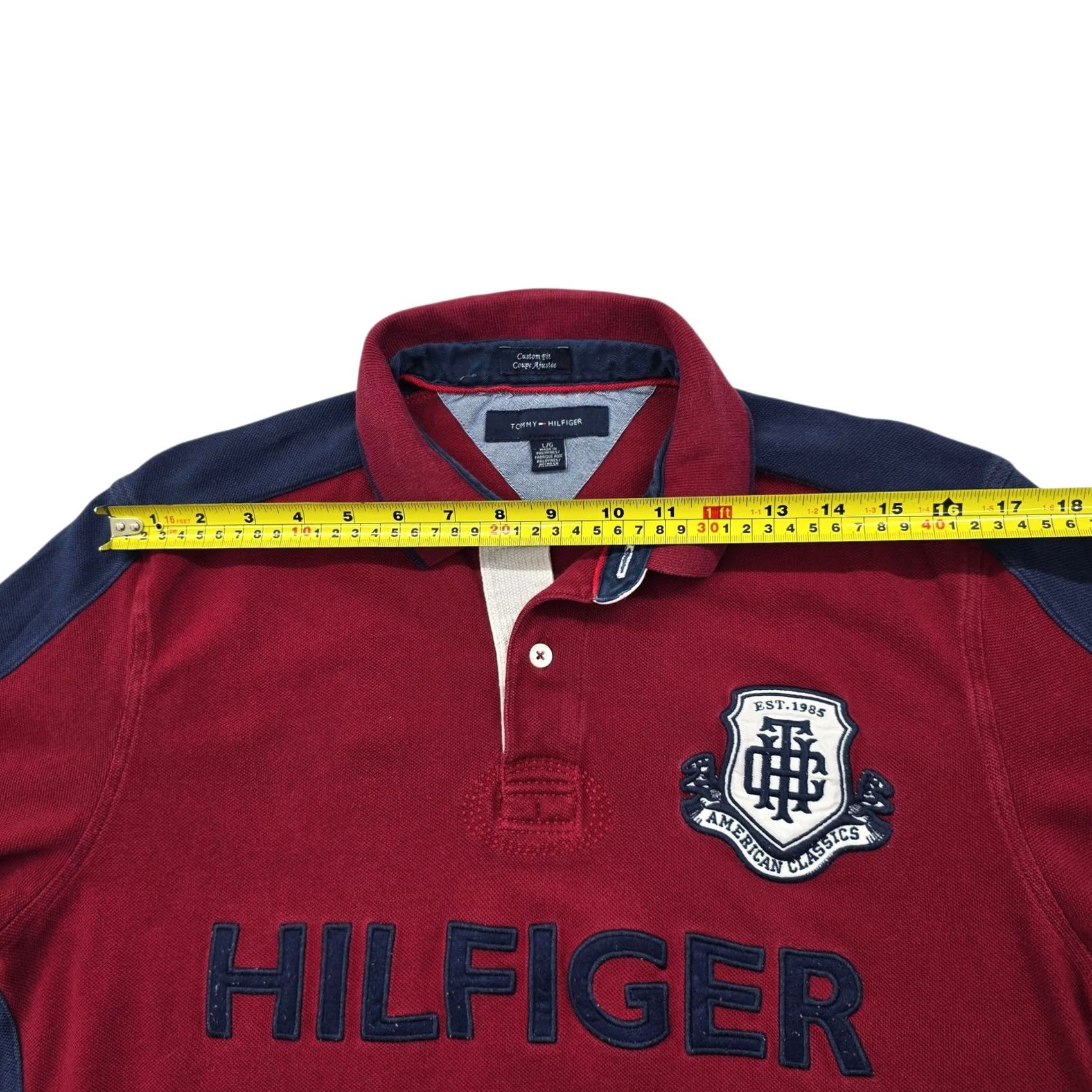 Tommy Hilfiger Tommy Hilfiger Men’s L Burgundy/Navy Colorblock Polo Cotton L/G Shirt Size US L / EU 52-54 / 3 - 4 Thumbnail
