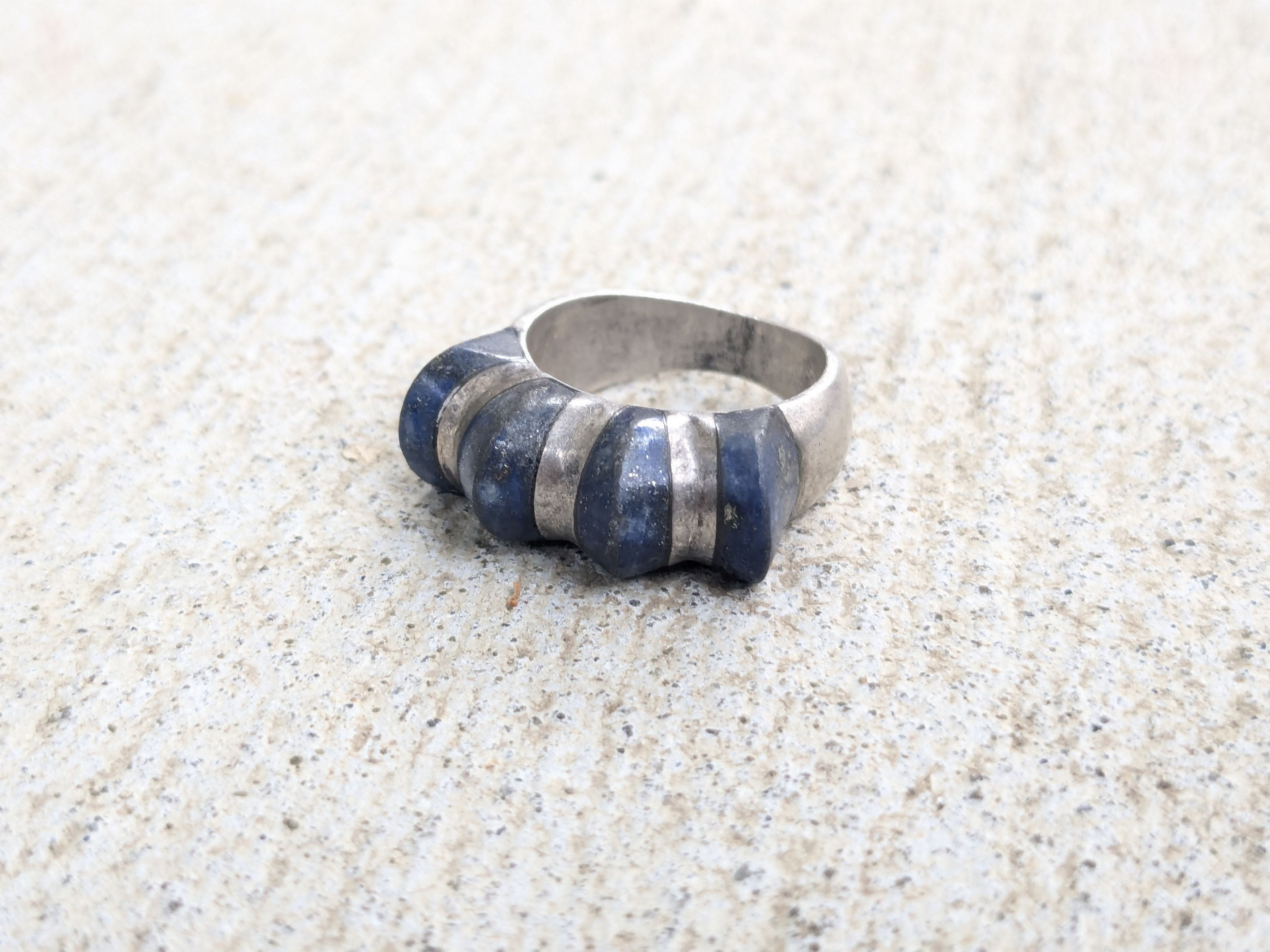 Jewelry Sterling Silver Ring 6.25 Lapis Lazuli Modern Avant Garde Size ONE SIZE - 1 Thumbnail