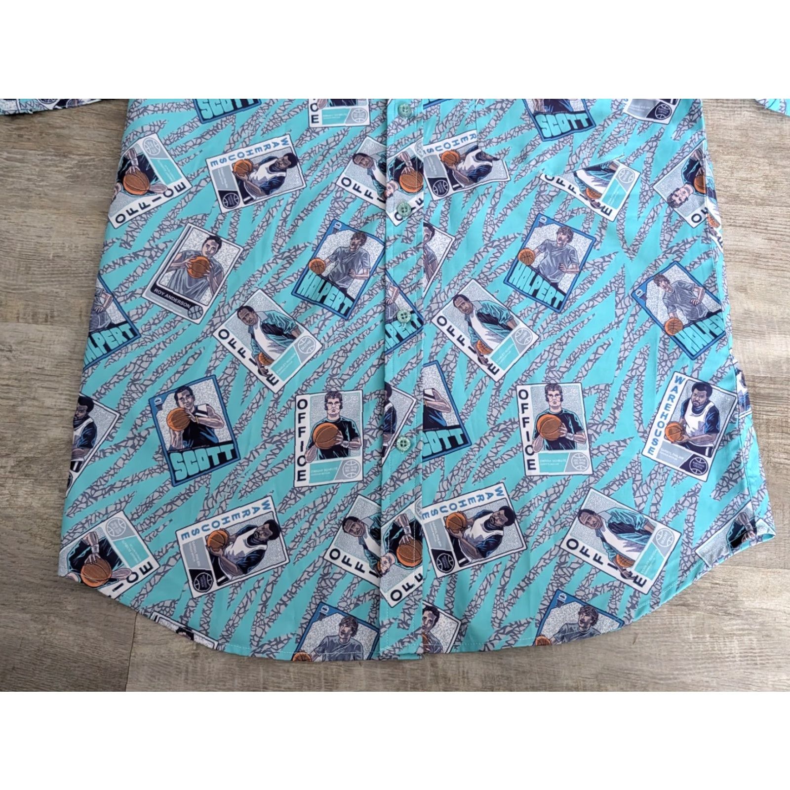 Vintage RSVLTS The Office + RSVLTS Short Sleeve Button Up Camp Shirt AOP Basketball M Blue Unisex Adults Casual Shirt Size US M / EU 48-50 / 2 - 4 Thumbnail
