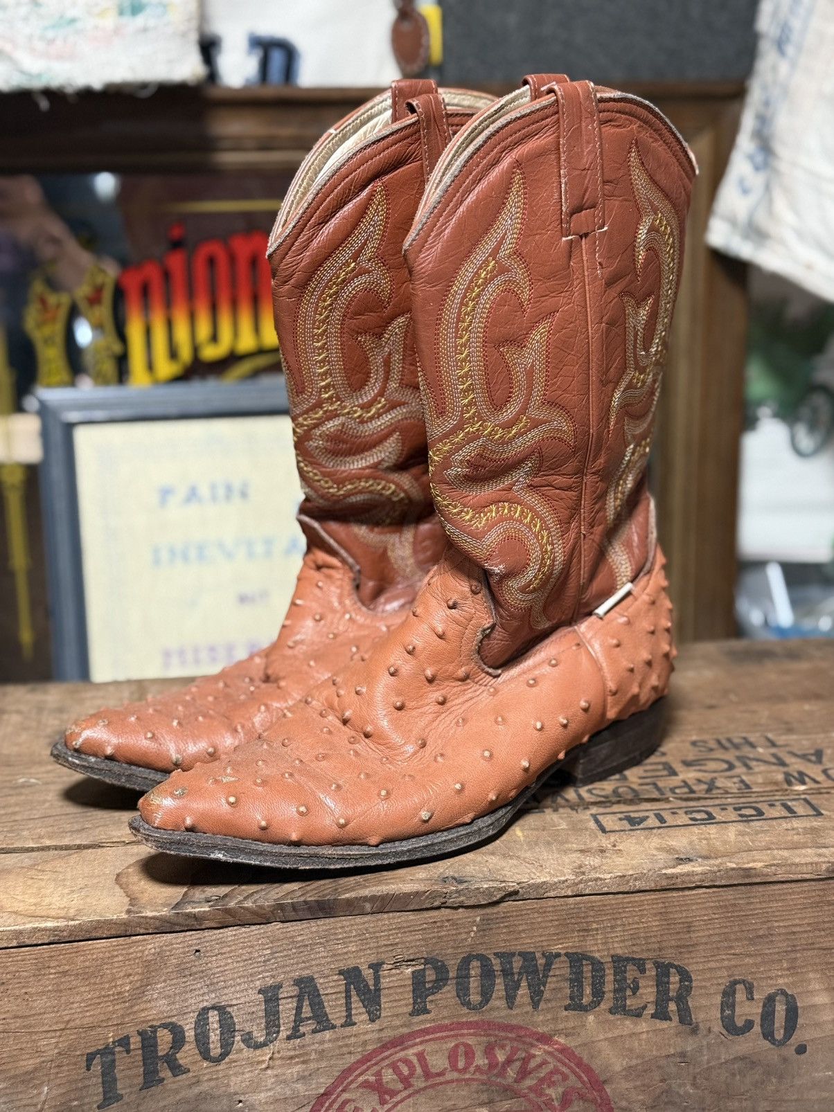 Other Vintage Jhon Davis Ostrich Leather Boots Size US 10.5 / EU 43-44 - 1 Thumbnail