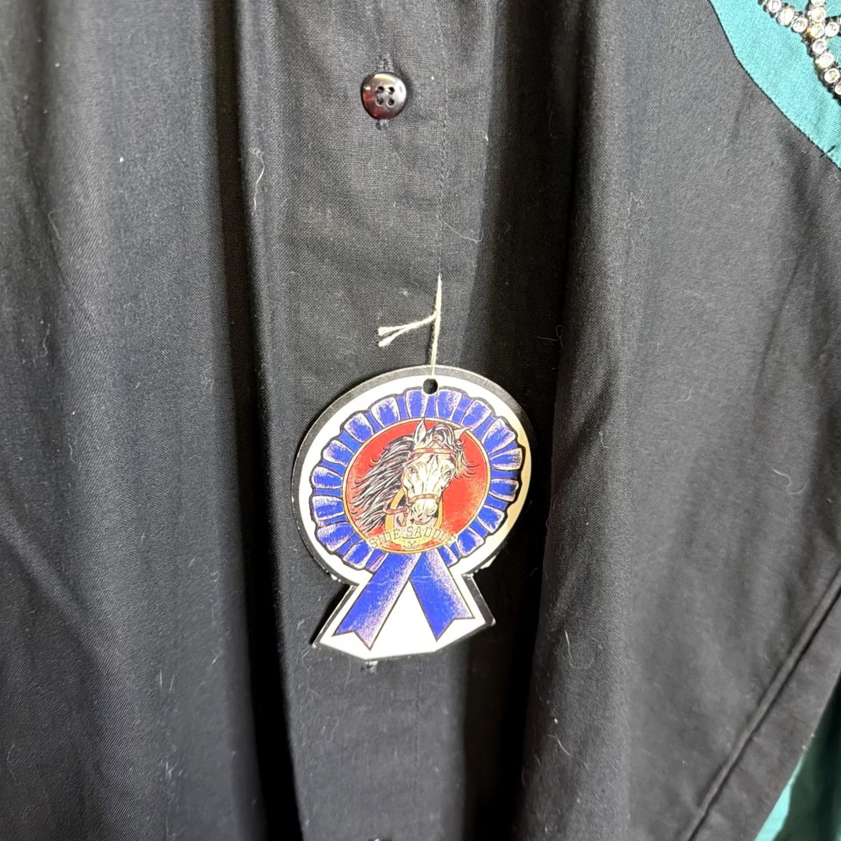 Vintage VINTAGE Side Saddle Western Shirt Womens Small Black NWT Embroidered Beaded 100% Cotton Buttons Size S / US 4 / IT 40 - 3 Thumbnail