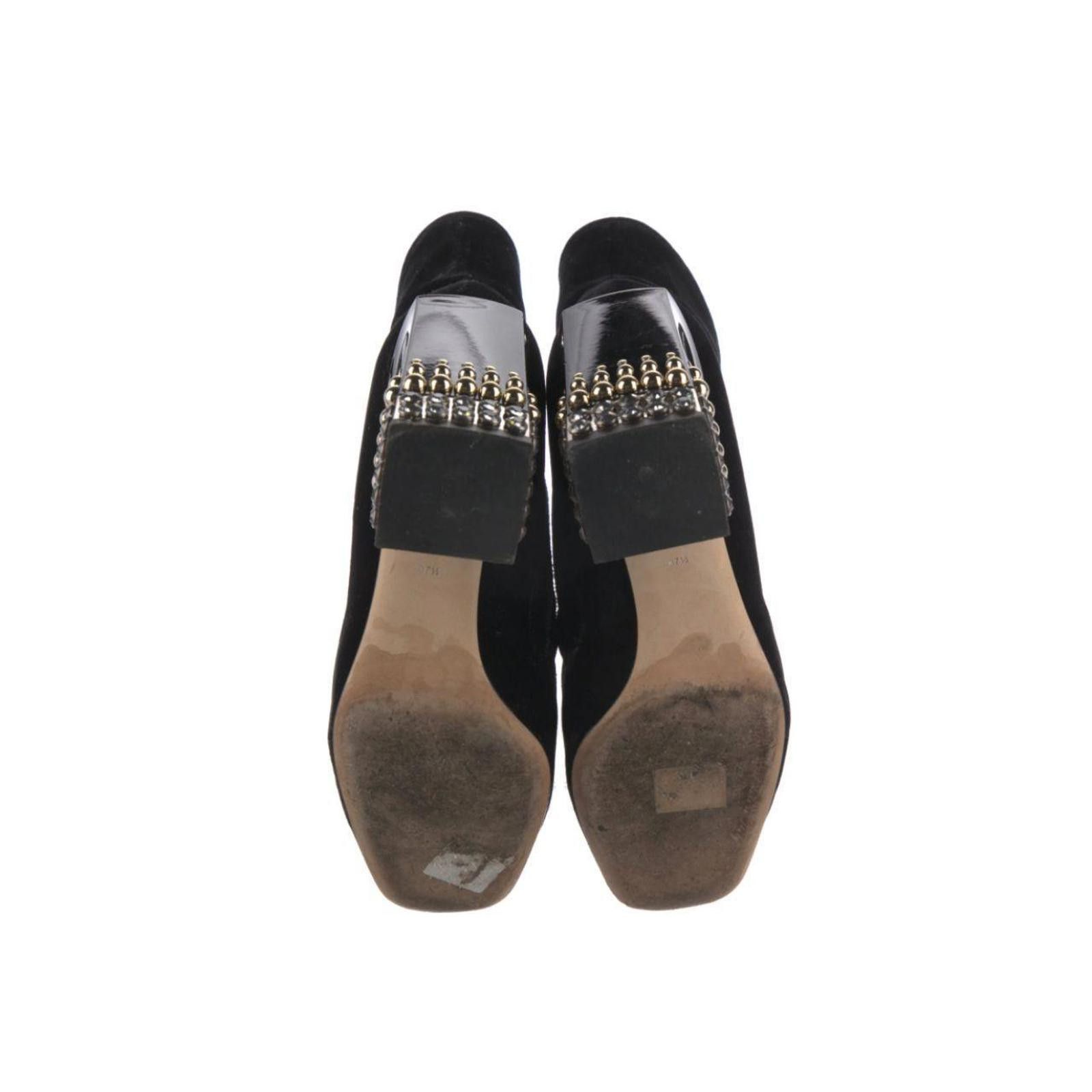 Dolce & Gabbana Dolce & Gabbana Black Velvet Crystal-Heel Ankle Boots Size US 7.5 / IT 37.5 - 5 Thumbnail
