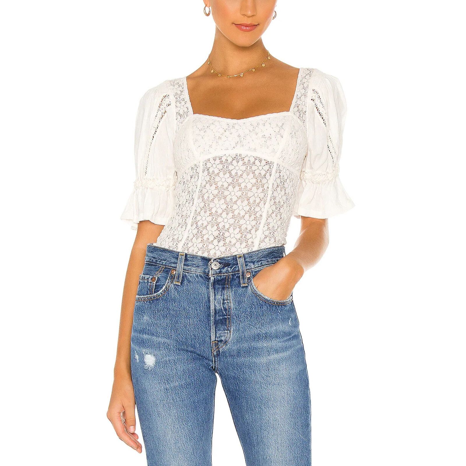 Free People Free People Spring Fling Crochet Top Ivory XL women A002088 Size XL / US 12-14 / IT 48-50 - 1 Thumbnail