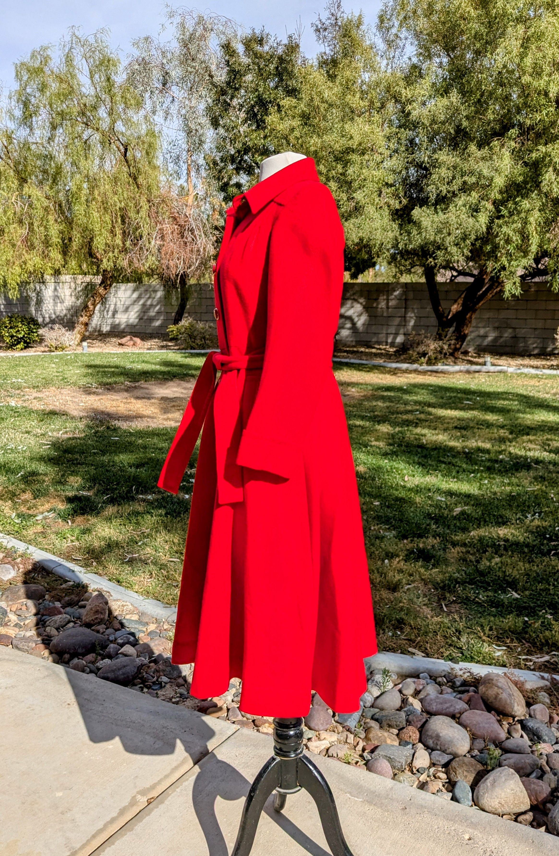 Vintage Vintage Petite Winter Retro 1970 Wool Trench Dress Long Coat Size S / US 4 / IT 40 - 4 Thumbnail