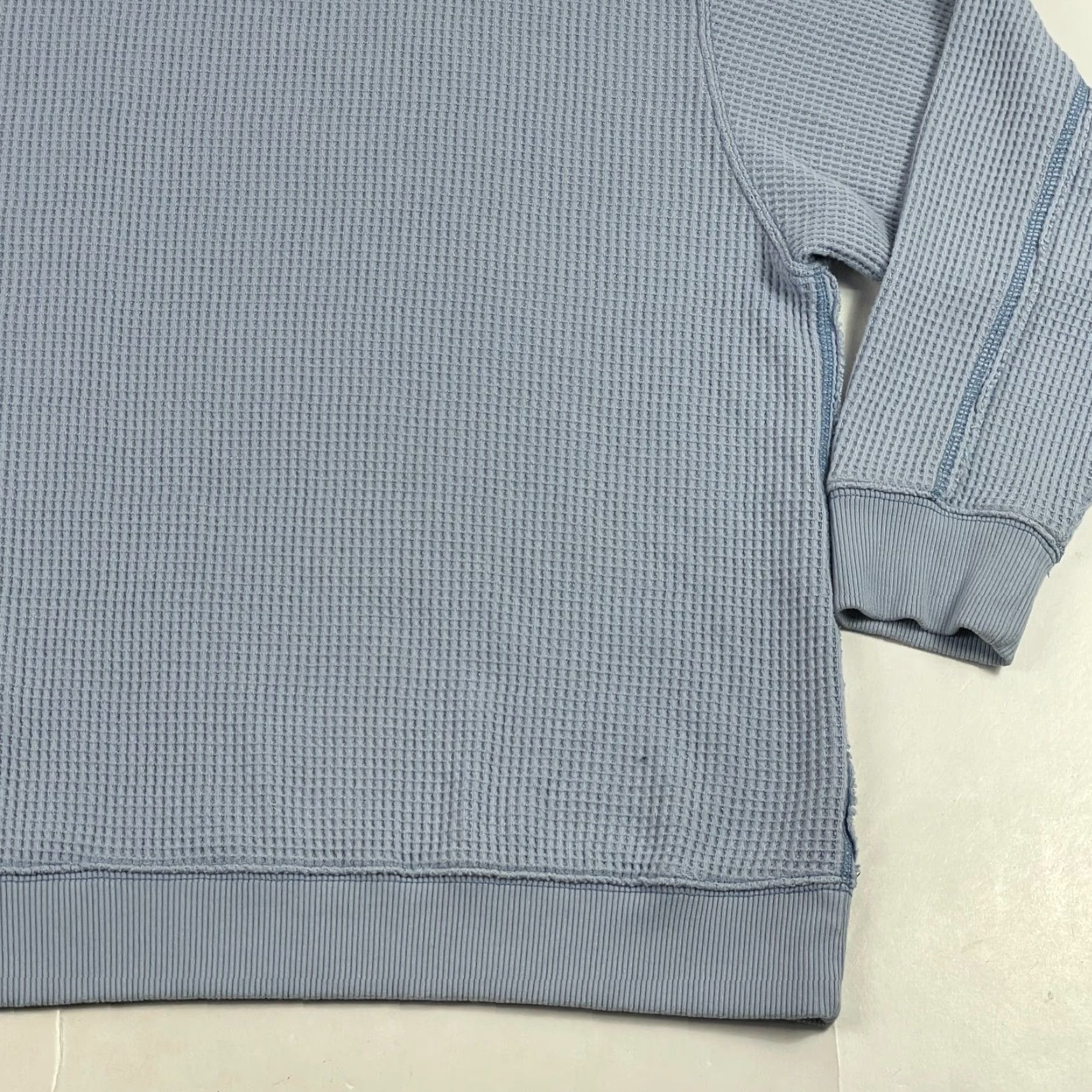 Vintage Aerie Sweater Shirt Womens XL Blue Thermal Waffle Knit Long Sleeve Pullover Size XL / US 12-14 / IT 48-50 - 4 Thumbnail