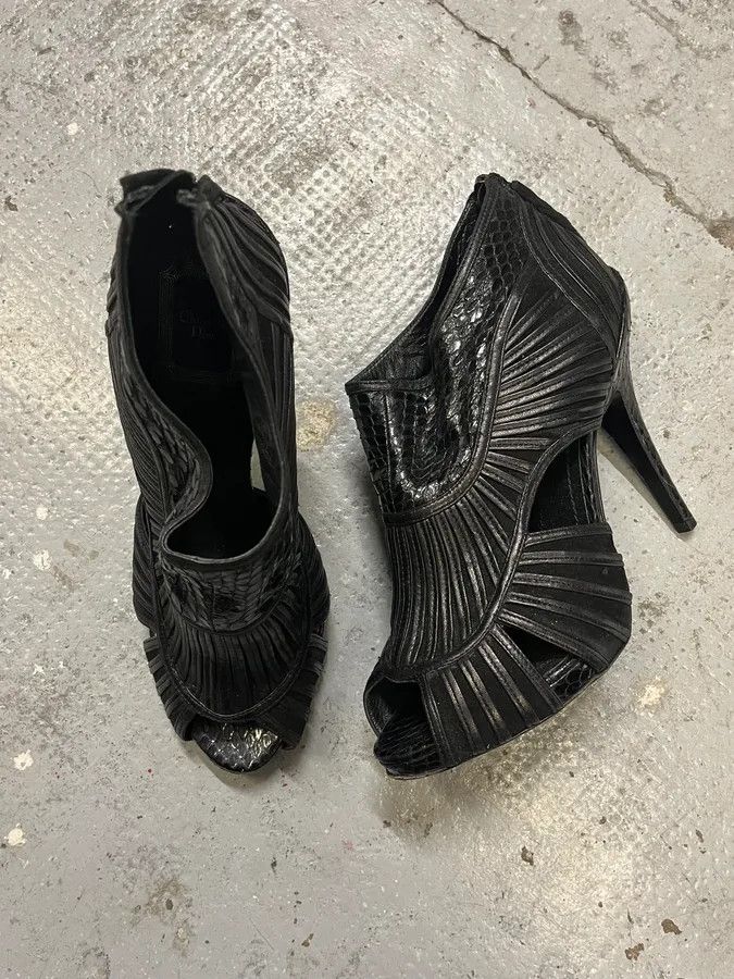 Dior Christian Dior Black Python Leather Heels Size US 8.5 / IT 38.5 - 11 Thumbnail