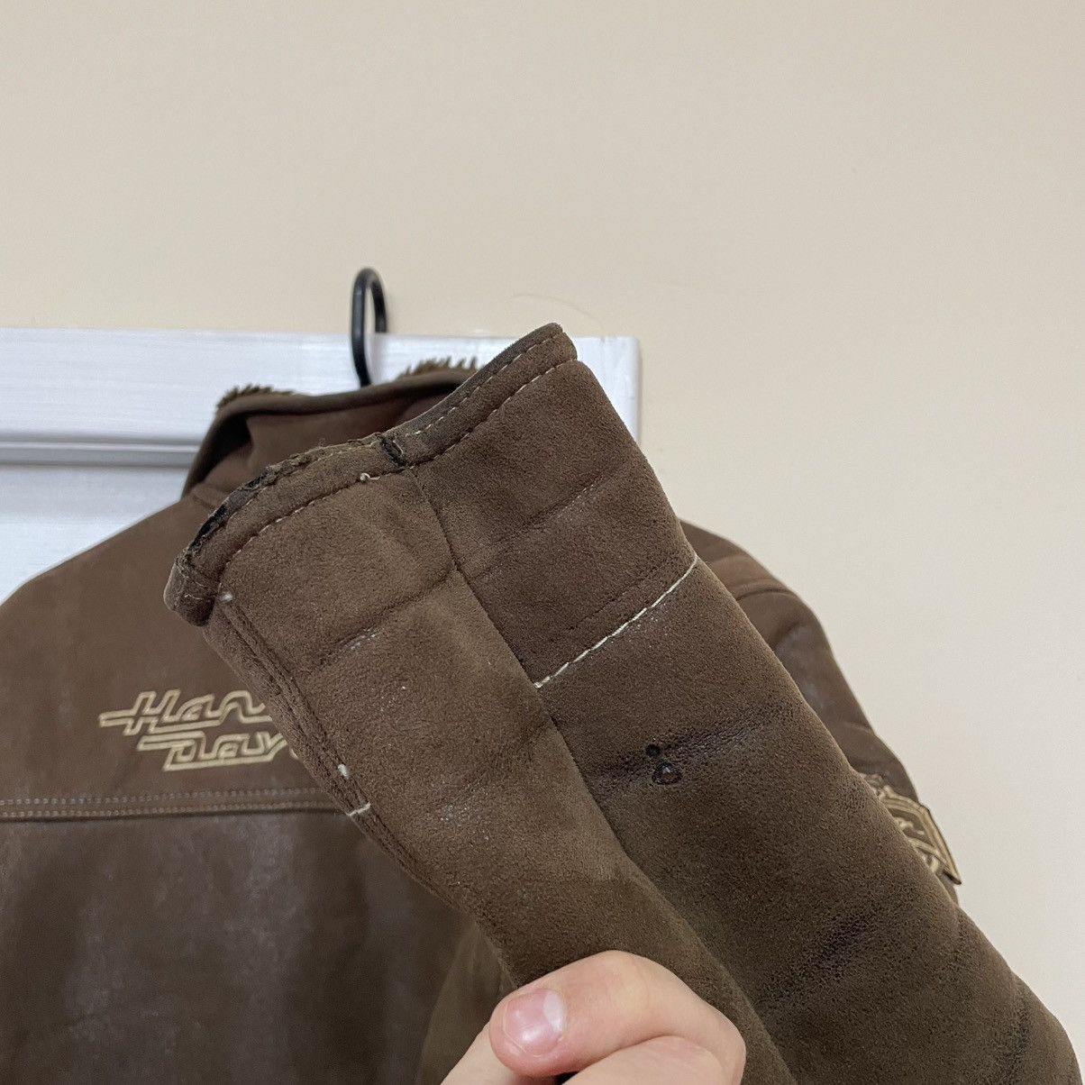 Harley Davidson × Vintage 90s brown Vintage Harley Davidson Jacket bomber ma1 avia fly Size US M / EU 48-50 / 2 - 9 Thumbnail