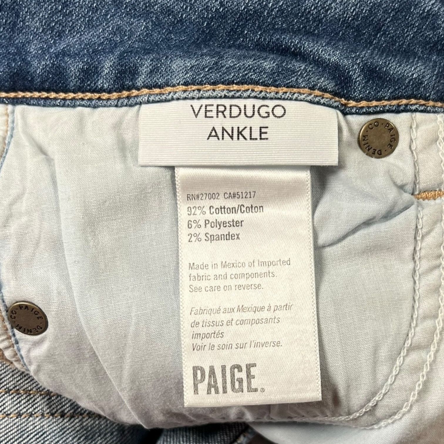 Paige Paige Verdugo Ankle Women's 24 Stretch Denim Raw Hem Casual Size 24" / US 00 / IT 34 - 8 Thumbnail