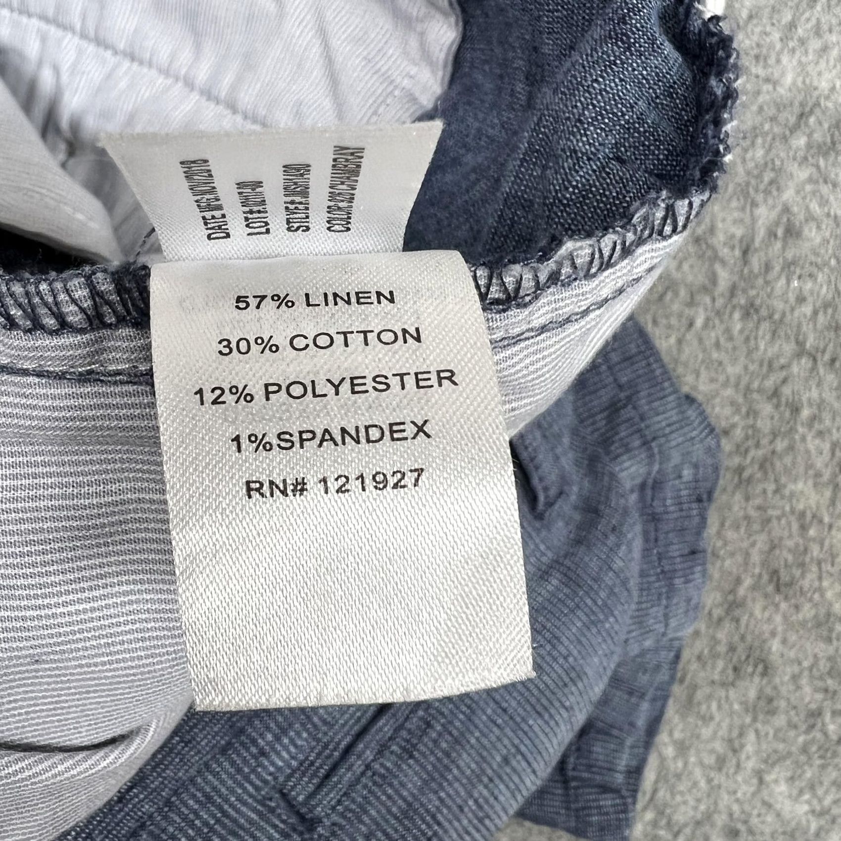 johnnie-O JohnnieO Shorts Mens 38 Blue Chambray Chino Linen Blend Stretch Casual Summer Size US 38 / EU 54 - 5 Thumbnail
