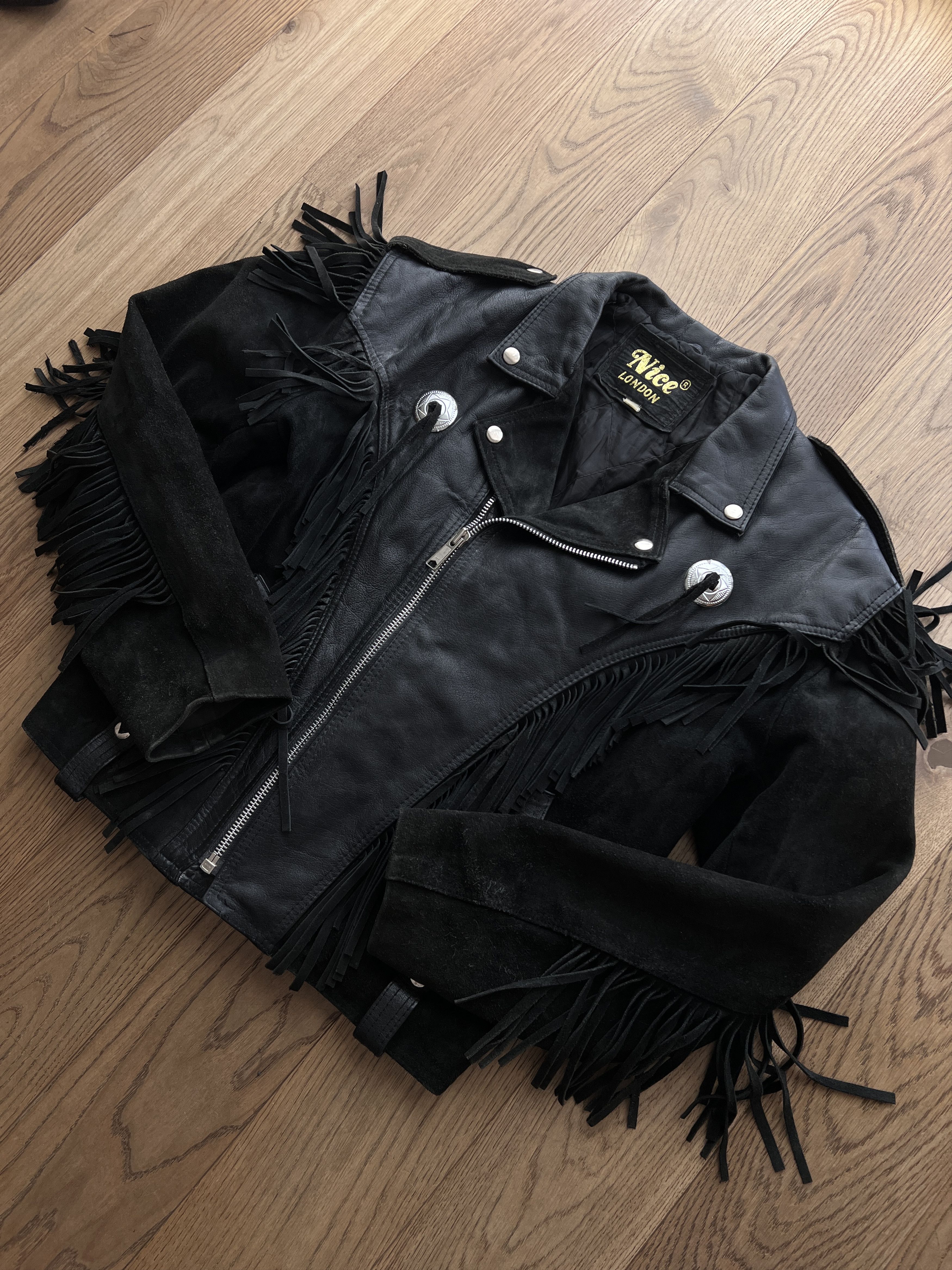 Other CRAZY Cowboy core vintage 90s cropped leather jacket bomber Size US L / EU 52-54 / 3 - 11 Thumbnail