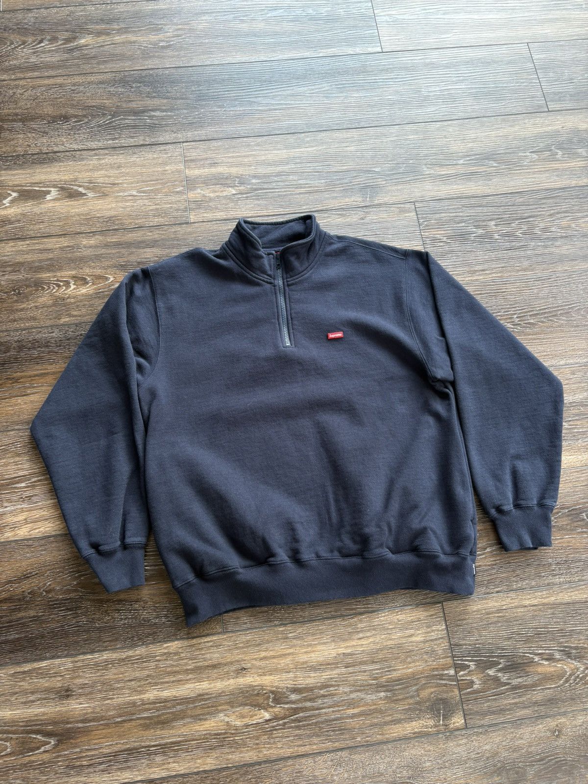 Supreme Small Box Half Zip Pullover SS25 Navy