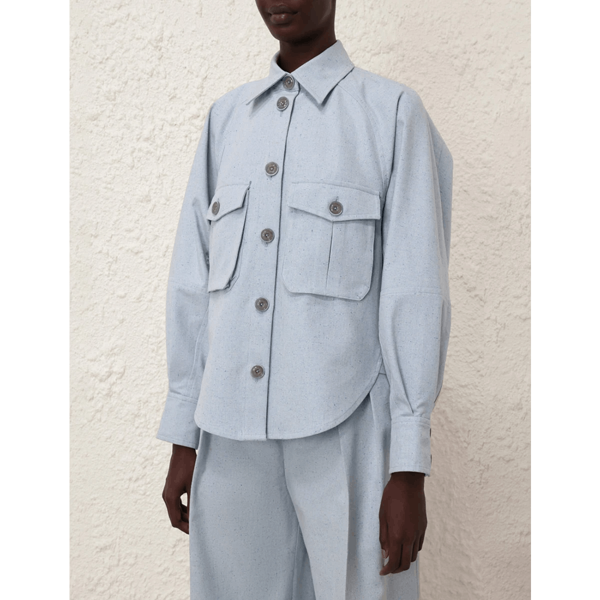 Zimmermann oc11z0525 Oversized Cotton-Silk Shirt Jacket in Light Blue Size XS / US 0-2 / IT 36-38 - 5 Thumbnail