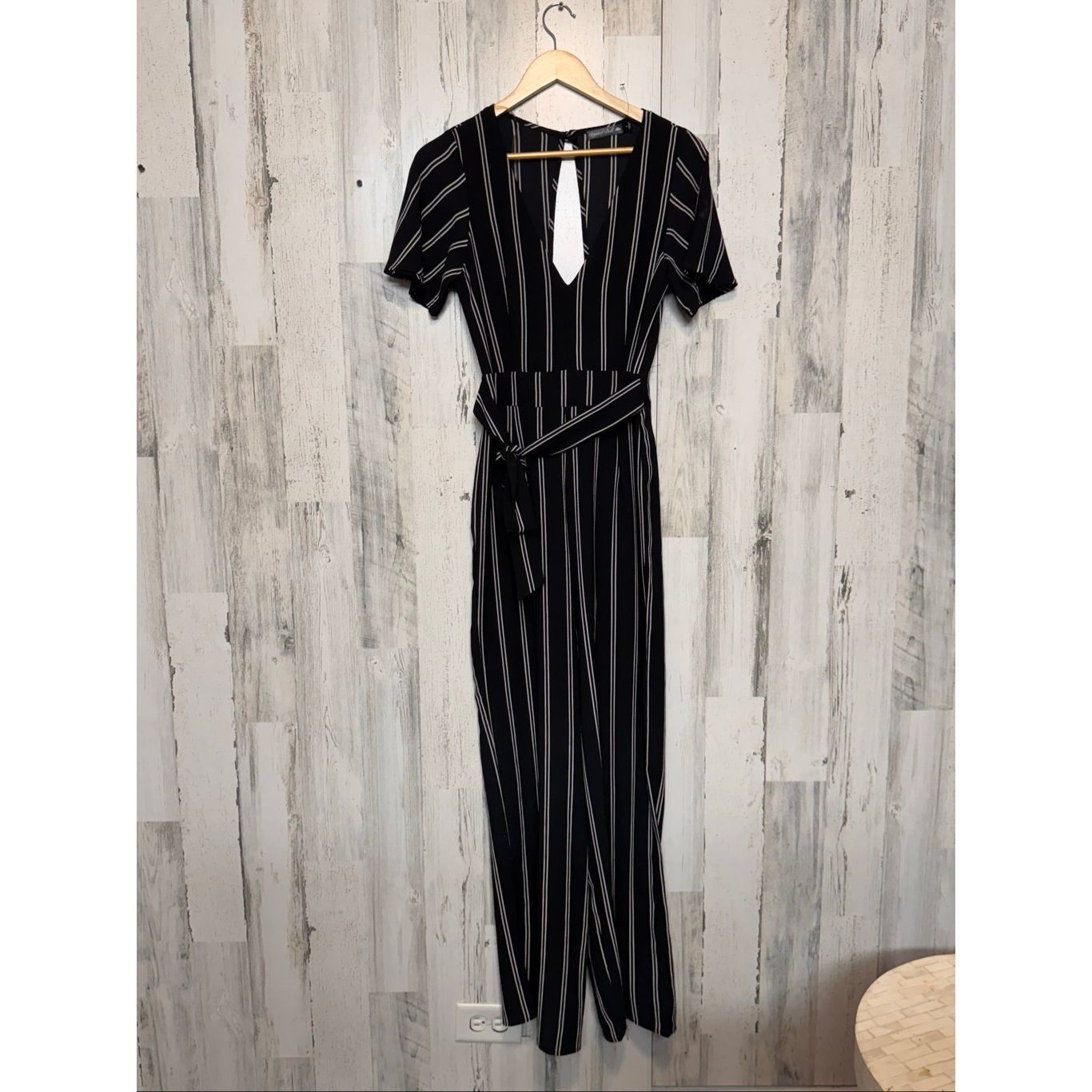 Other Crystal Doll Black White Striped Jumpsuit Size 7 – Belted Wi Size 28" / US 6 / IT 42 - 1 Thumbnail