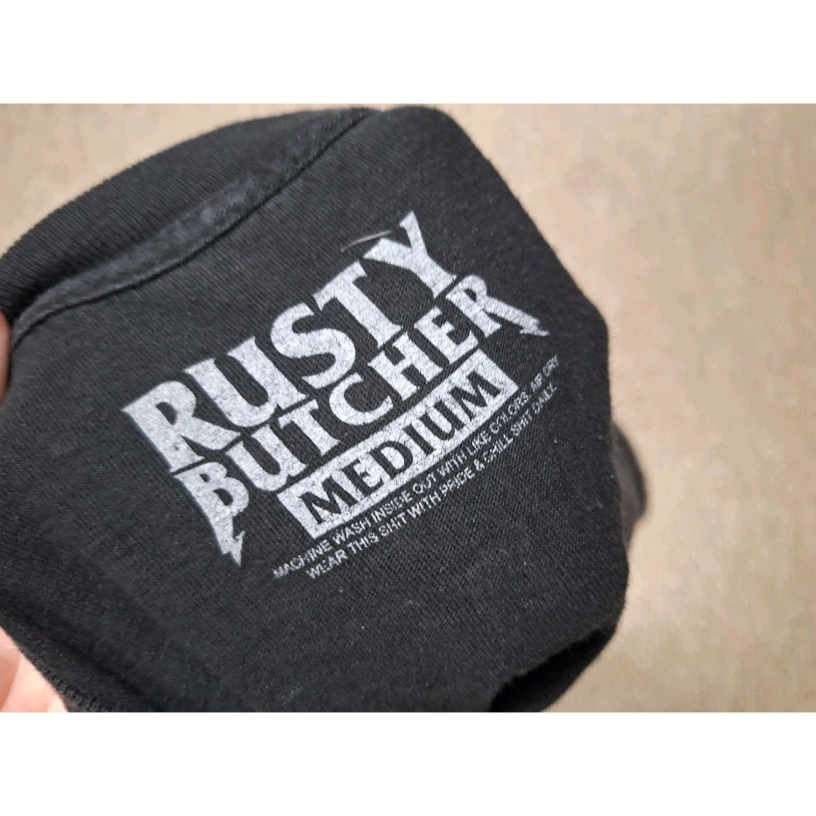 Rusty VINTAGE Rusty Butcher Biker Grim Reaper Fire Skull Horror Shirt M Black Mens Short Sleeve Crew Neck Graphic Print Shirt Size US M / EU 48-50 / 2 - 2 Thumbnail