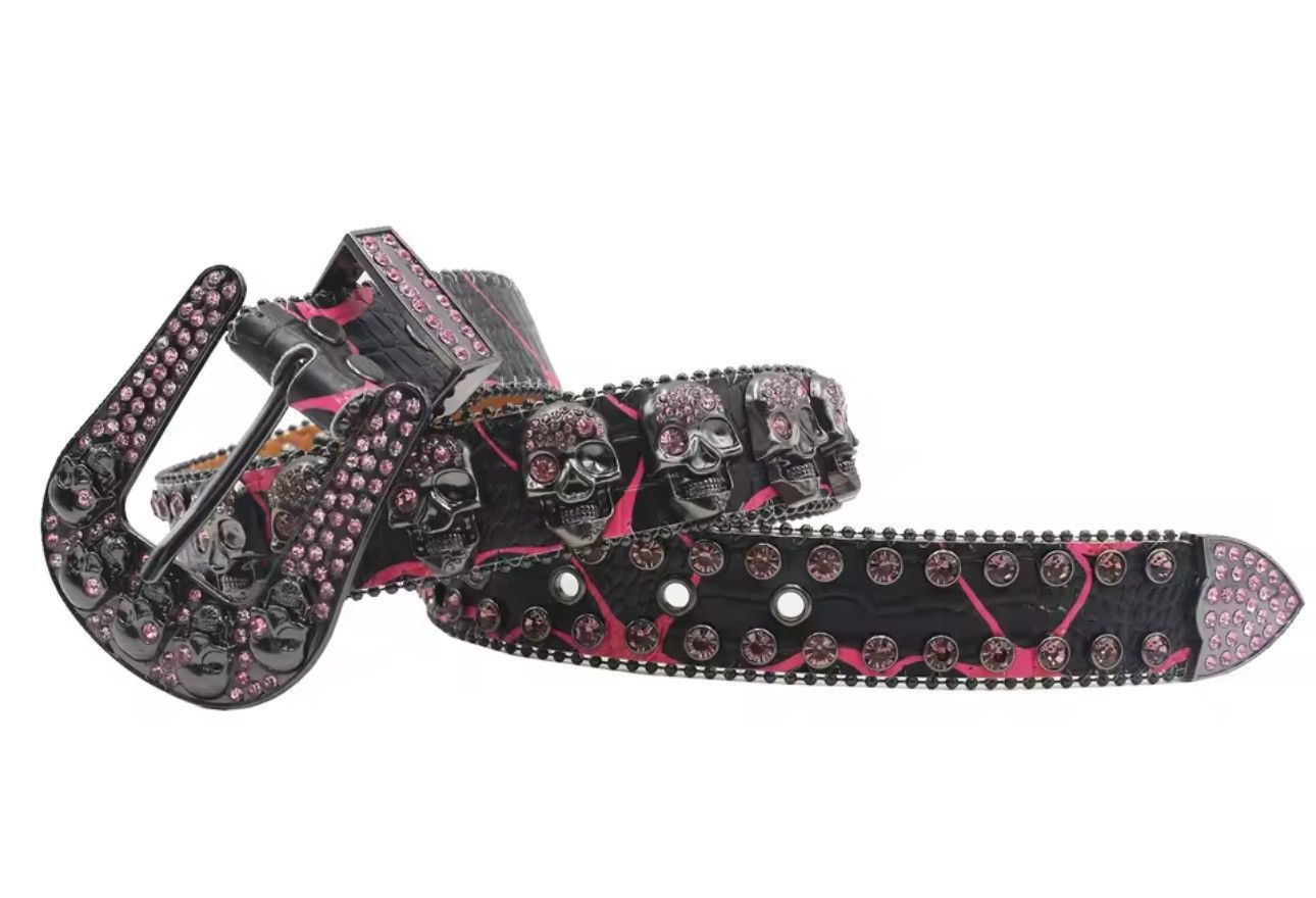 Vintage Gothic Punk Skull Shiny Diamond Belt Size ONE SIZE - 2 Thumbnail