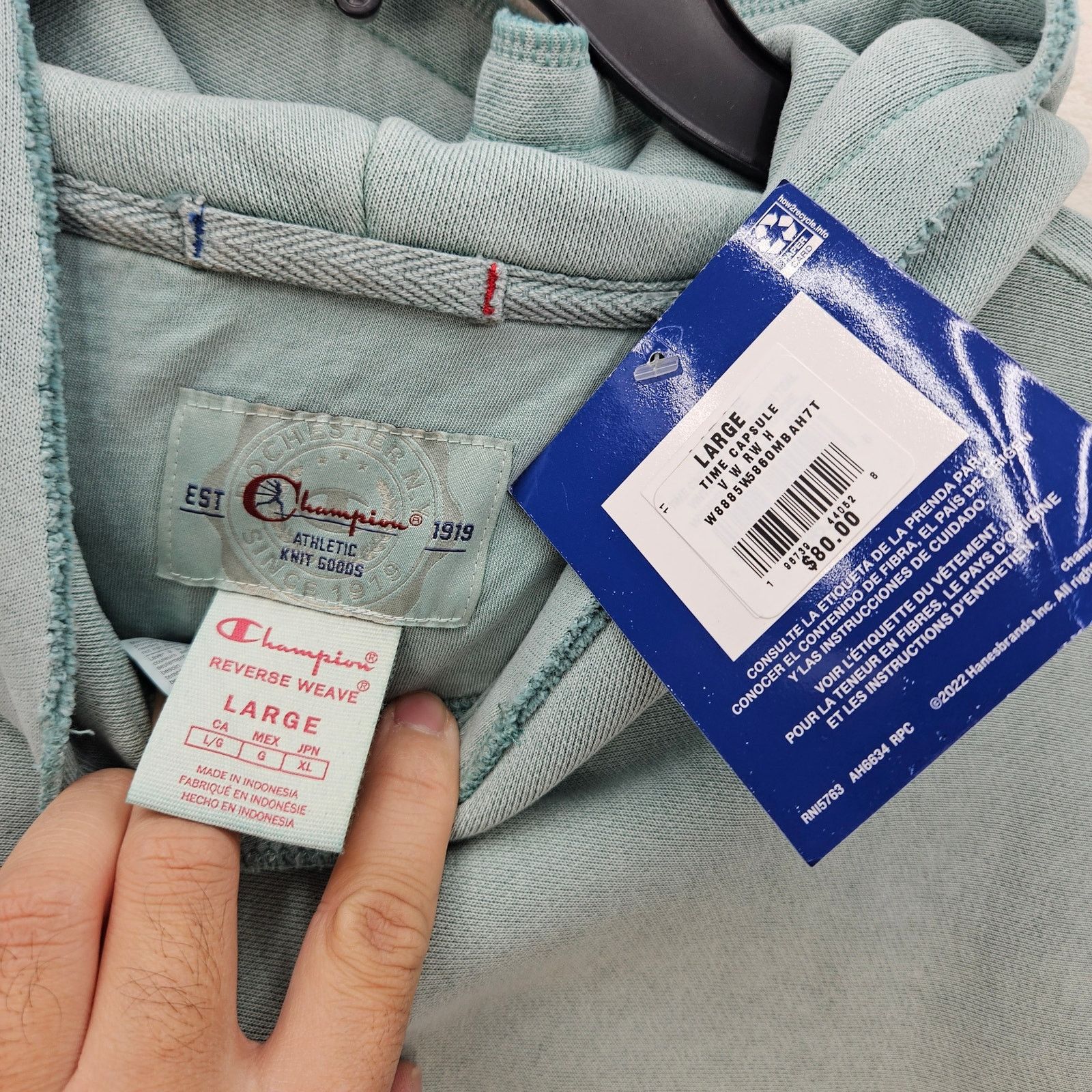 Champion CHAMPION WOMEN'S LARGE TIME CAPSULE HOODIE WASHED GREEN VINT Size L / US 10 / IT 46 - 9 Thumbnail