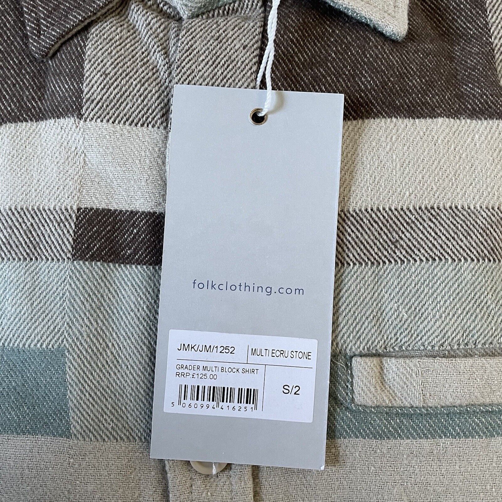 Folk Folk Men’s Grader Shirt Block Green Size 2 UK Small RRP £125 Size US S / EU 44-46 / 1 - 2 Thumbnail
