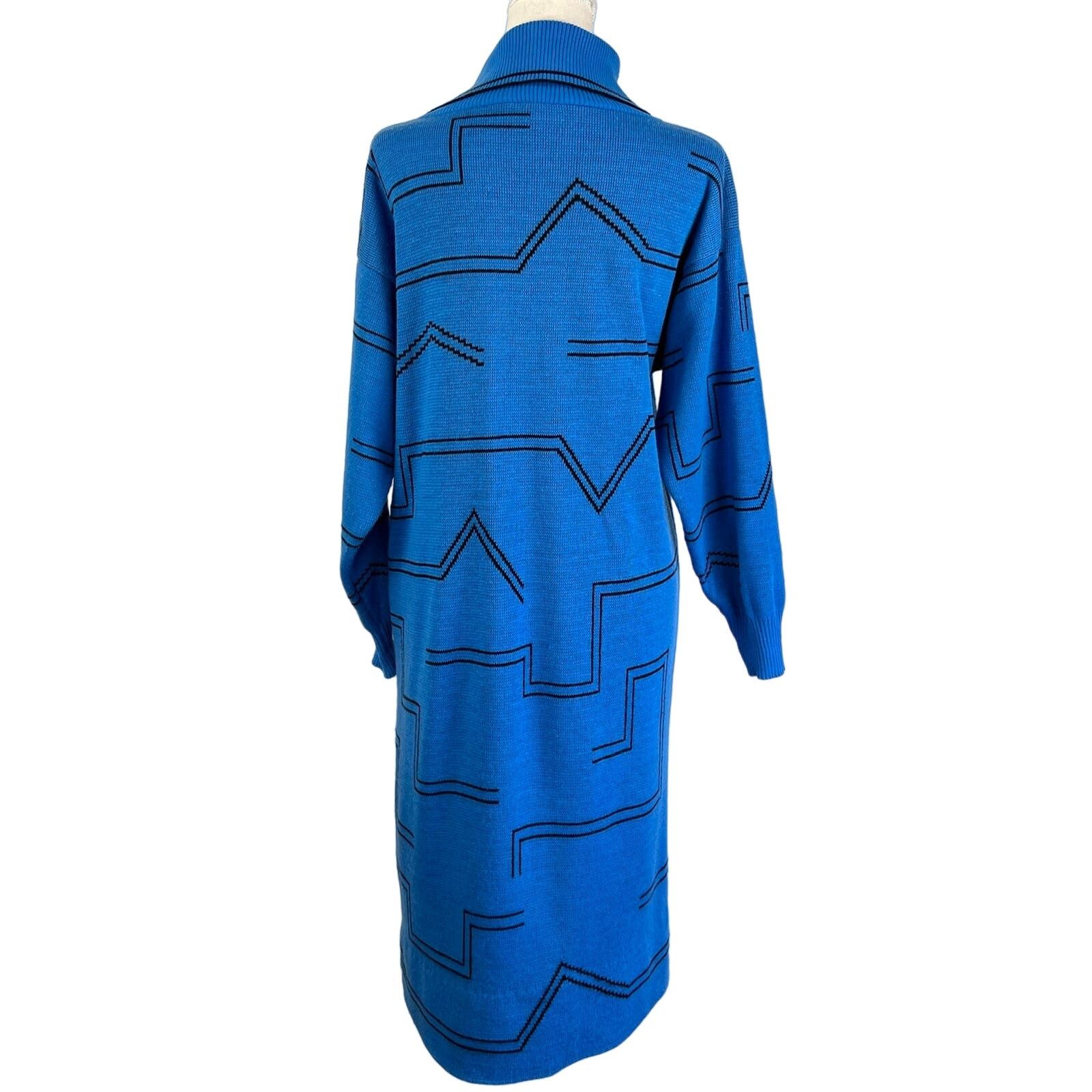 Vintage Vintage 80s Le Gaillard Acrylic Sweater Dress Blue Size M / US 6-8 / IT 42-44 - 9 Thumbnail