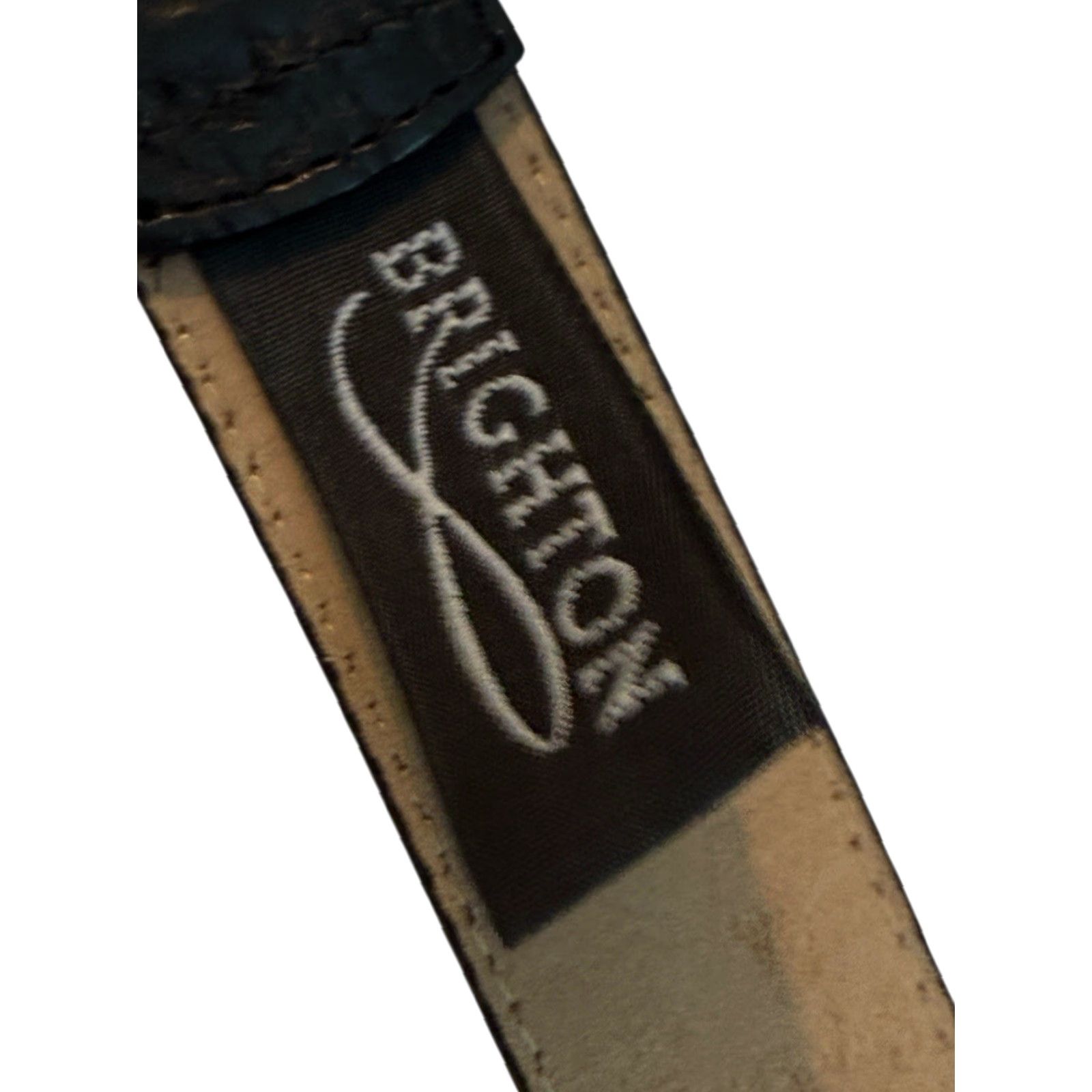 Brighton VINTAGE Brighton Belt Black Croc Embossed Leather 1” Wide Medium Read Womens Belt 1994 Cowboys Rodeo Western Style Buckle Adjustable Silver Hardware Size ONE SIZE - 6 Thumbnail