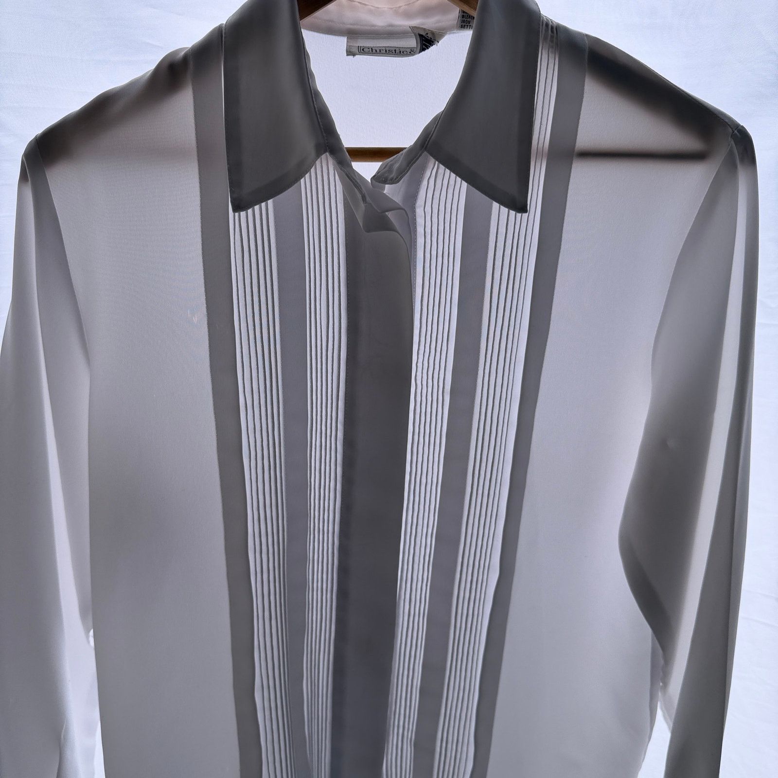 Other y2k sheer White Pintuck Pleated Long Sleeve collared shirt Size M / US 6-8 / IT 42-44 - 1 Thumbnail