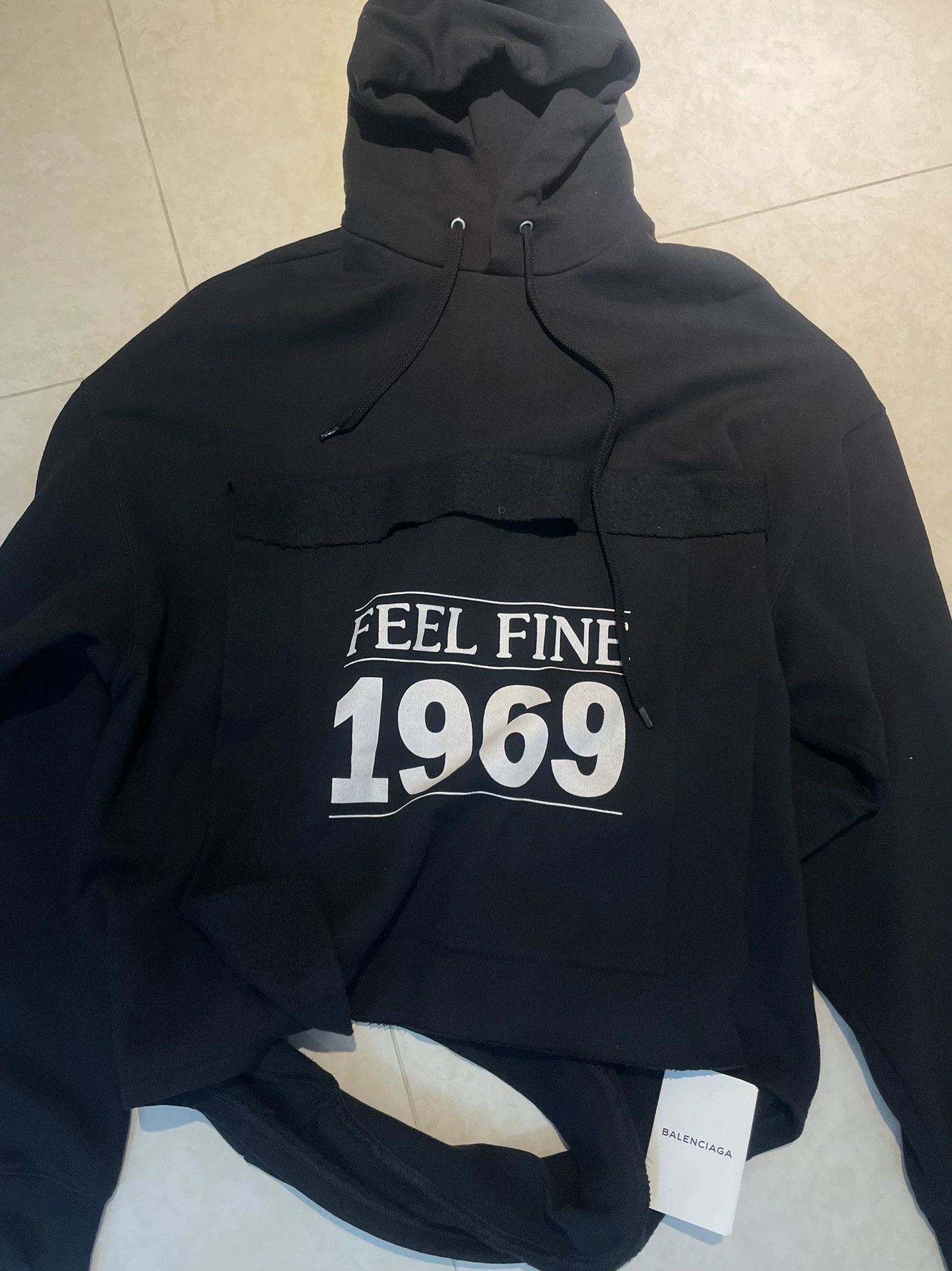 Balenciaga Balenciaga1969 Slogan Distressed Hem Hoodie S OS NWT Size US S / EU 44-46 / 1 - 1 Thumbnail