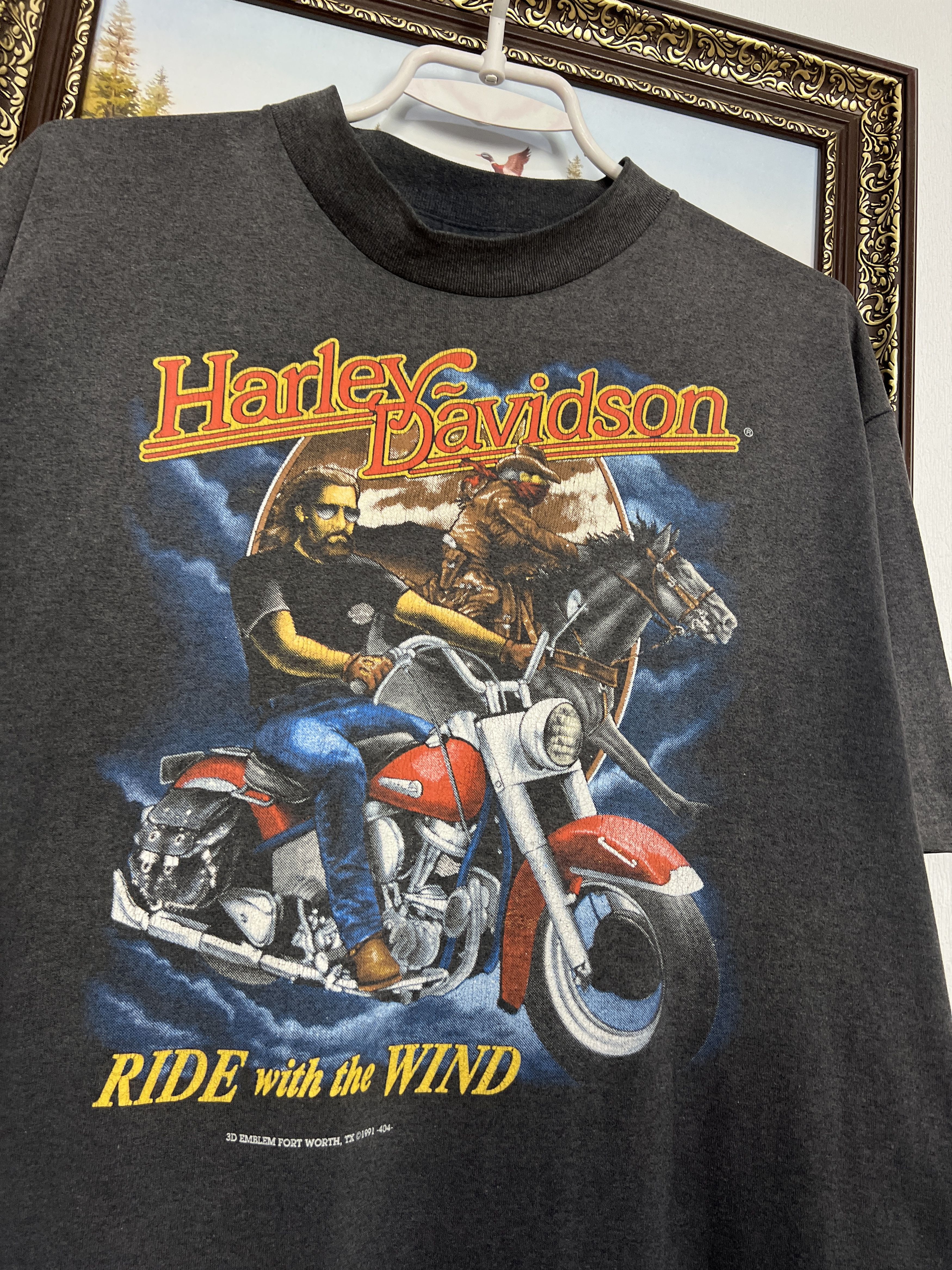 Harley Davidson Ride With The Wind 3D Emblem Harley Davidson Shirt Tee Size US XL / EU 56 / 4 - 3 Thumbnail