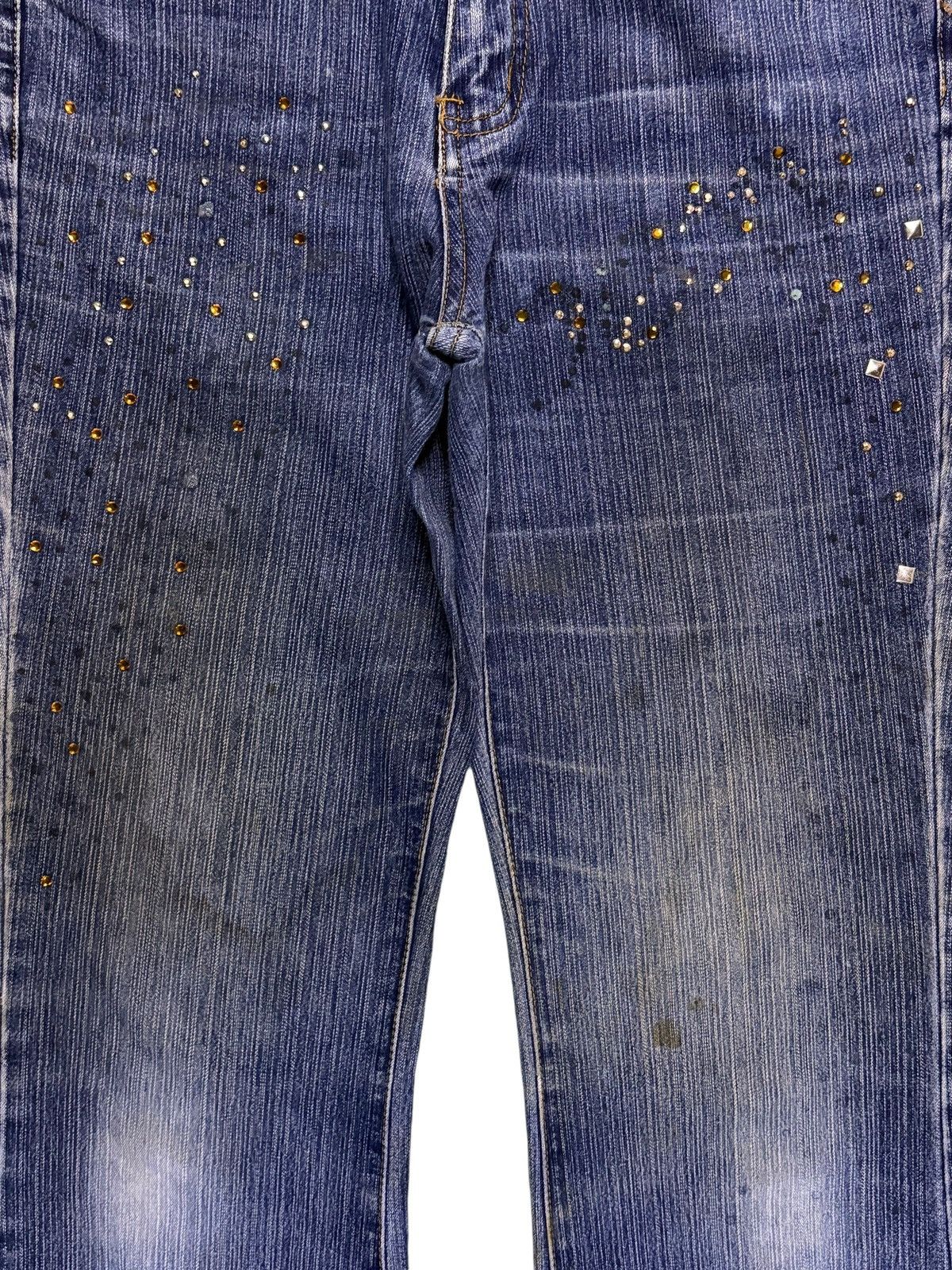 Japanese Brand Vintage Japanese Brand Mud Wash Studded Distress Flare Jeans Size 29" - 5 Thumbnail