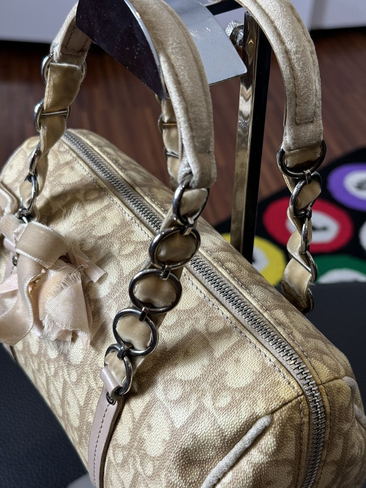 Dior Dior Brown Dior Oblique Romantique Canvas Handbag Beige Size ONE SIZE - 6 Thumbnail