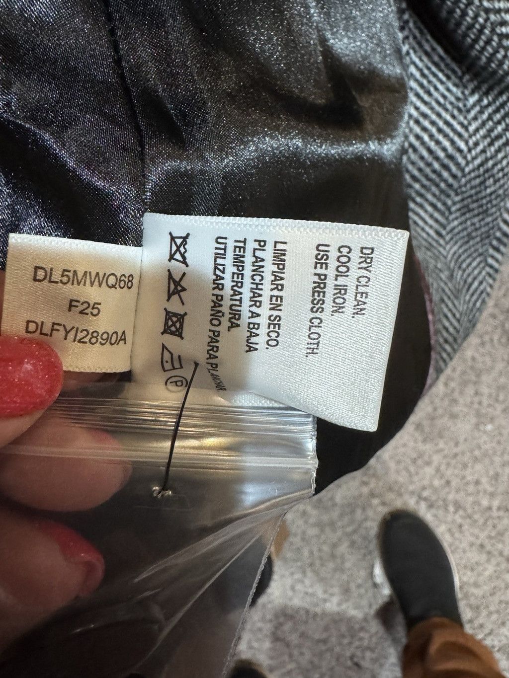 DKNY DKNY Women Herringbone Double Breasted Wool Blend Coat Large Size L / US 10 / IT 46 - 14 Thumbnail