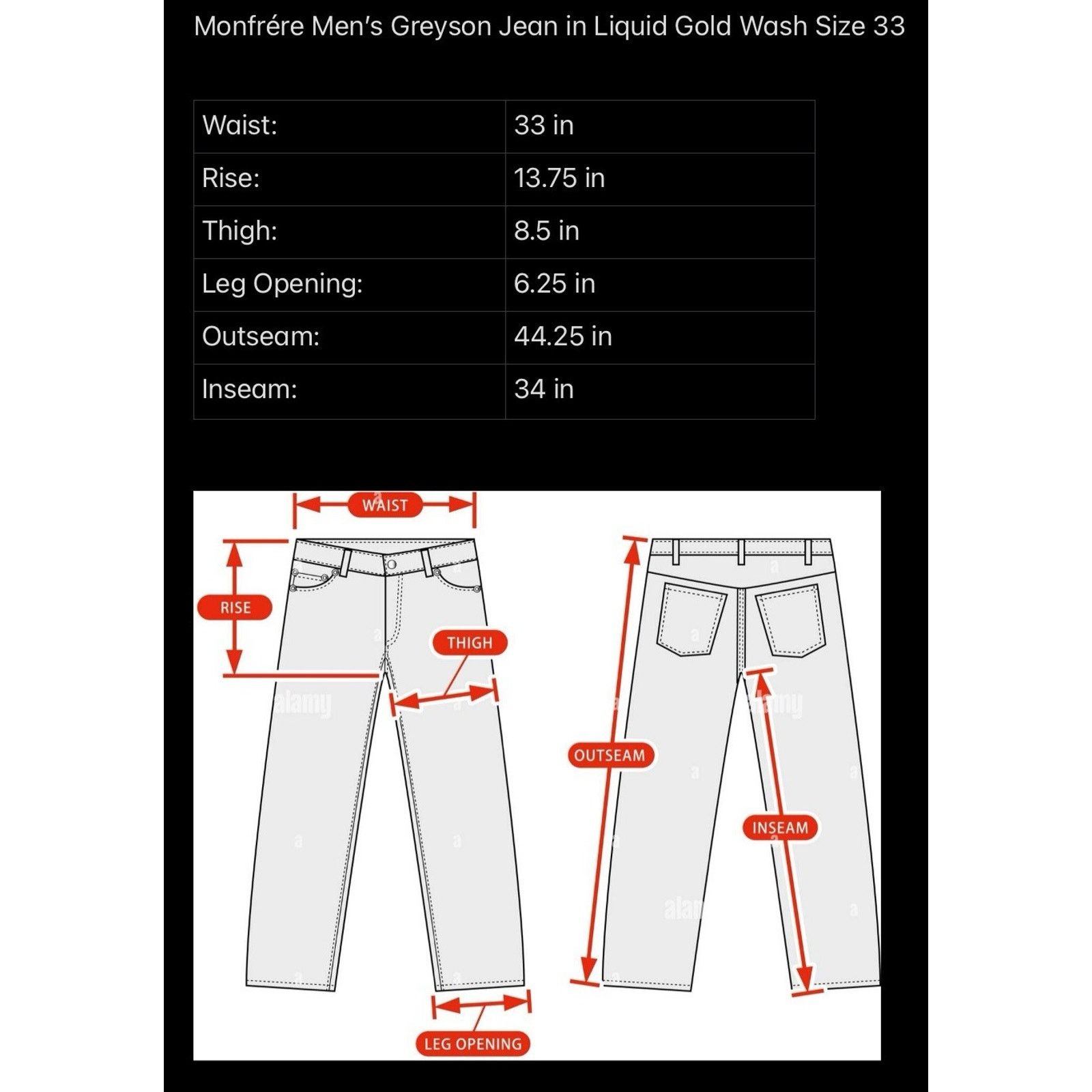 MONFRERE Monfrére Men’s Greyson Jean in Liquid Gold Wash Size 33 Size US 33 - 6 Thumbnail