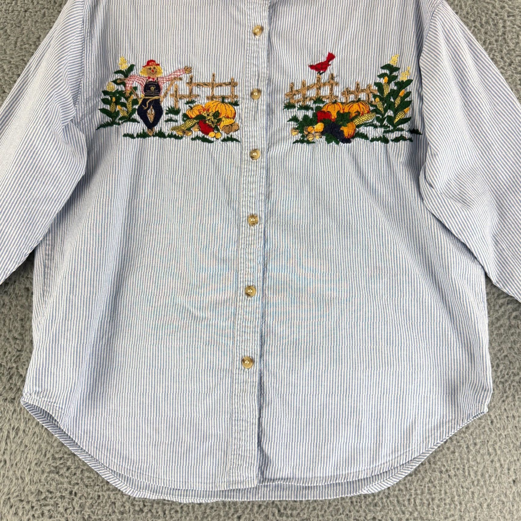 Vintage Solutions Original Button-Up Shirt Womens M Blue Fall Scarecrow Embroidered Size M / US 6-8 / IT 42-44 - 4 Thumbnail