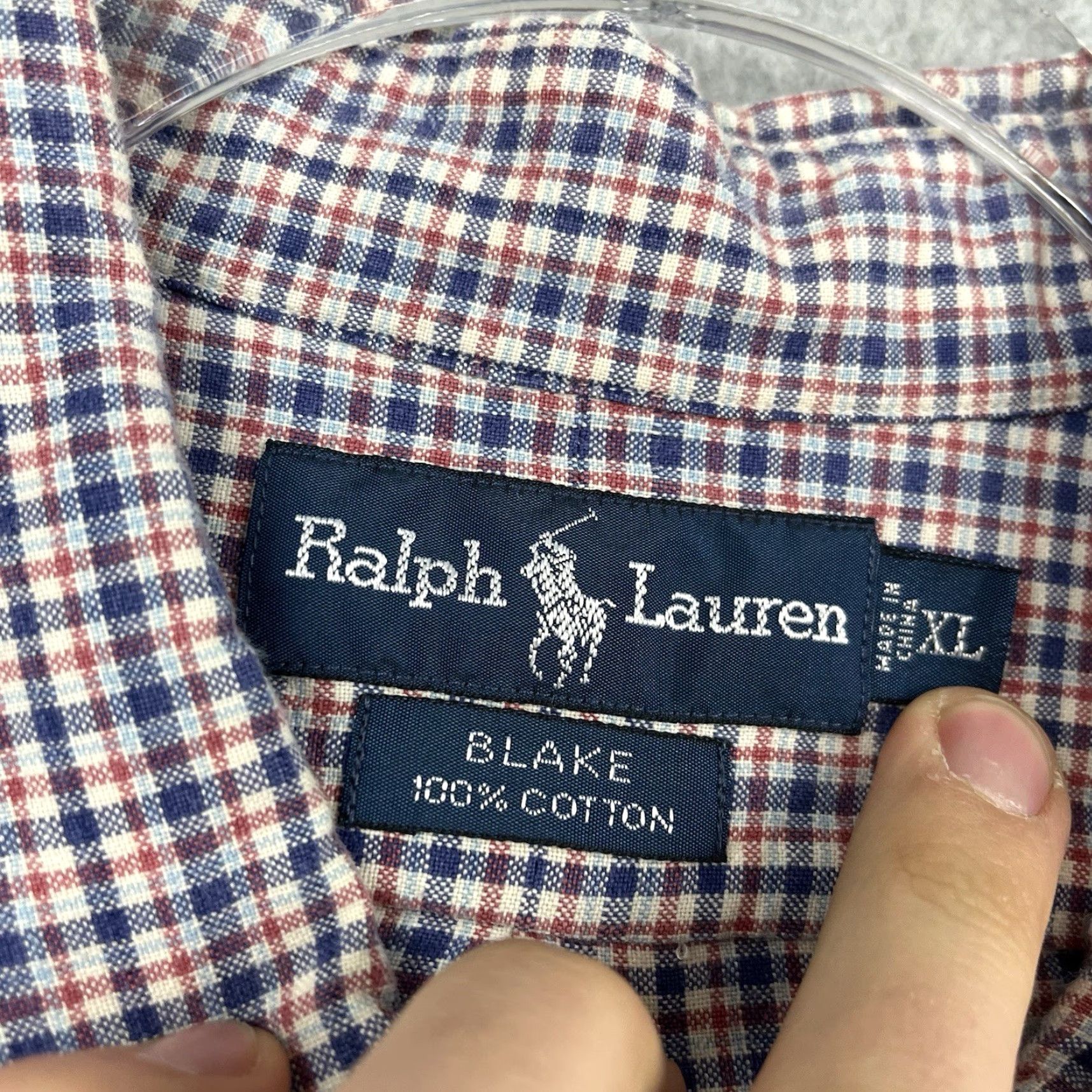 Polo Ralph Lauren VINTAGE Polo Ralph Lauren Performance Shirt Red Blue Gingham Mens XL Button Down Shirt Size US XL / EU 56 / 4 - 4 Thumbnail