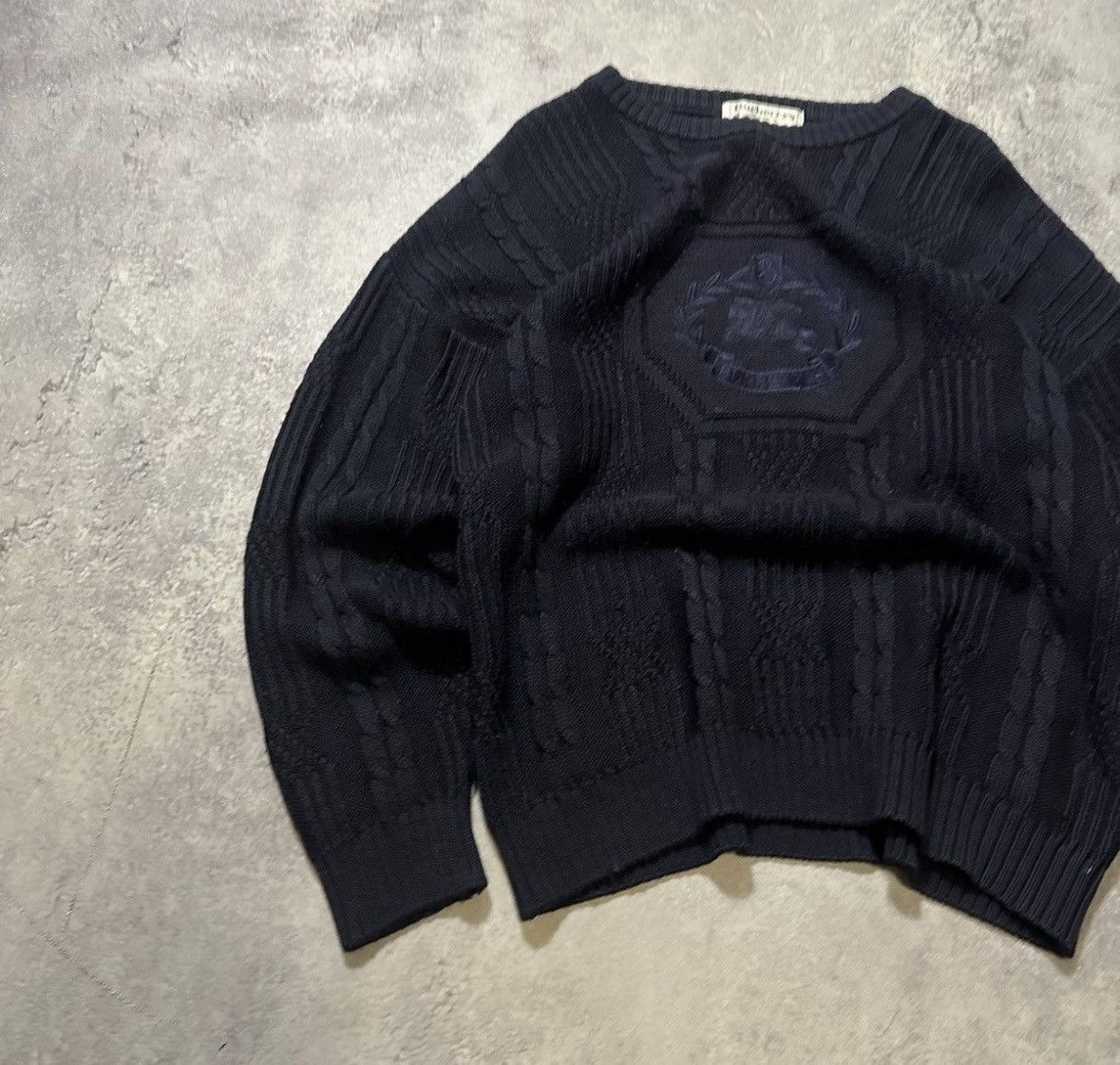 Burberry × Vintage Unique Vintage 90’s burberrys knitted sweater big logo Size US M / EU 48-50 / 2 - 3 Thumbnail