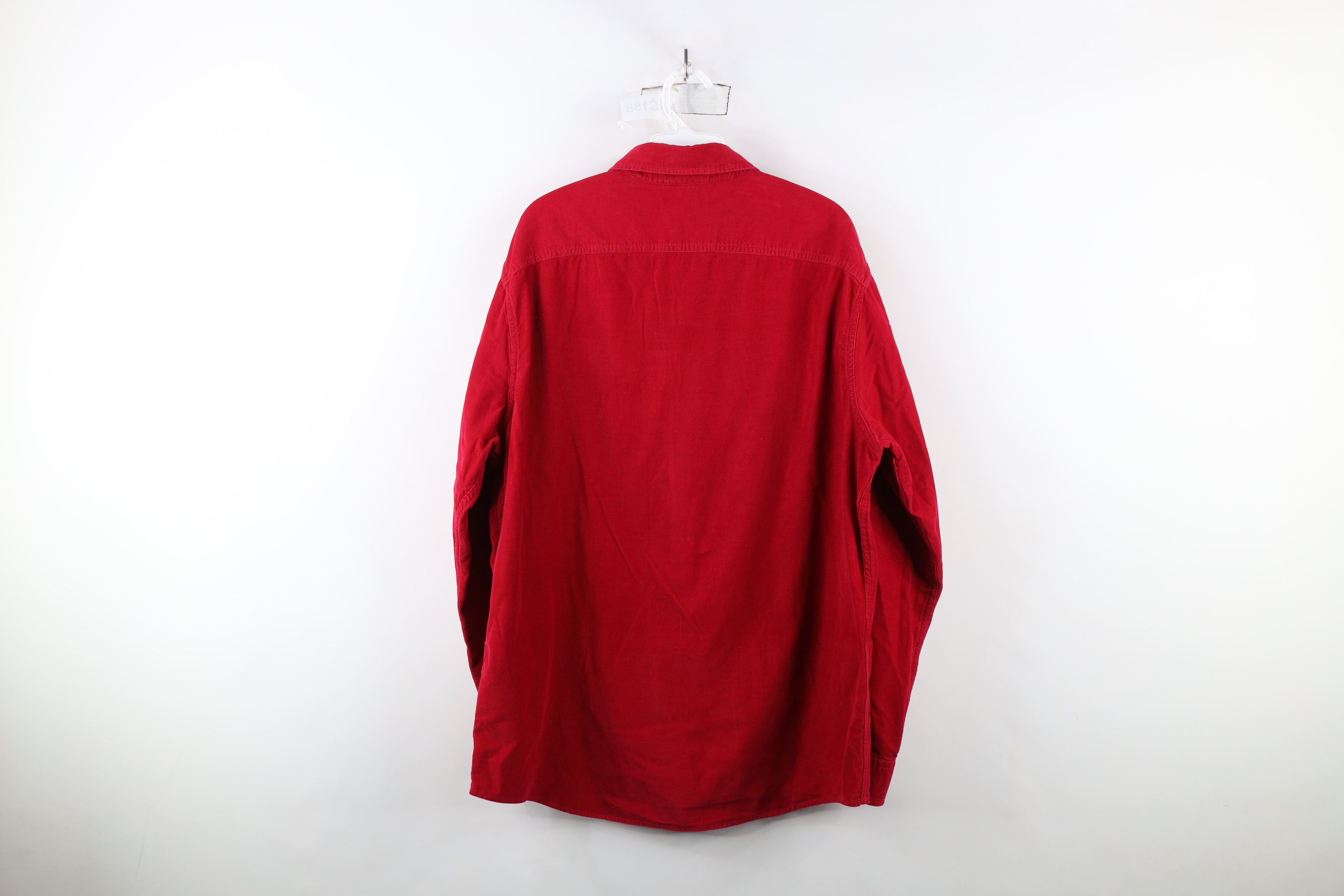 Lands' End × Vintage Vintage Lands End Corduroy Collared Button Shirt Red Cotton Size US L / EU 52-54 / 3 - 9 Thumbnail