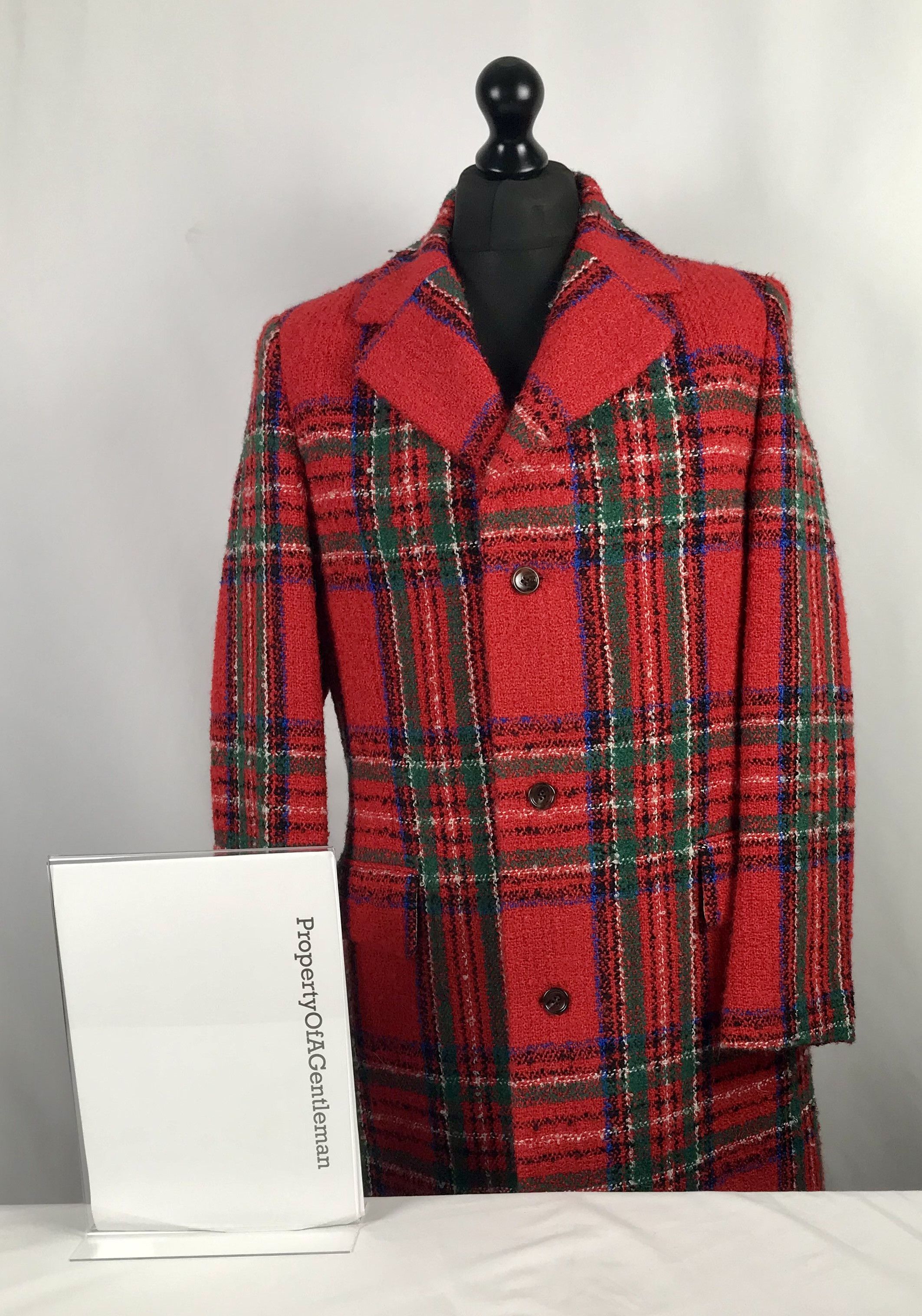 Gucci Gucci Men's Red Tartan Overcoat Size US L / EU 52-54 / 3 - 3 Thumbnail
