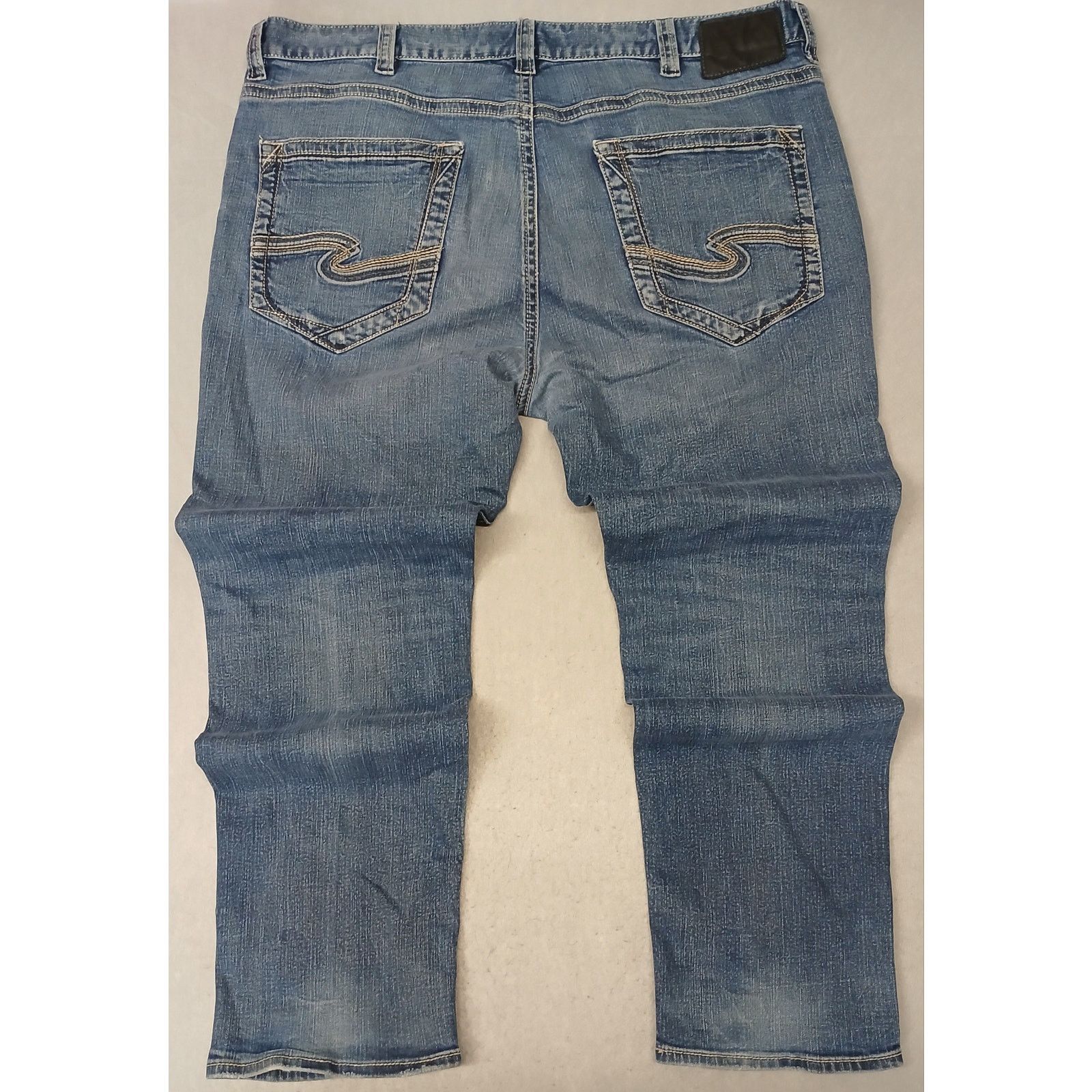 Other Silver Eddie (44x34) Men's Straight Leg Blue Denim Jeans Size US 44 / EU 60 - 7 Thumbnail