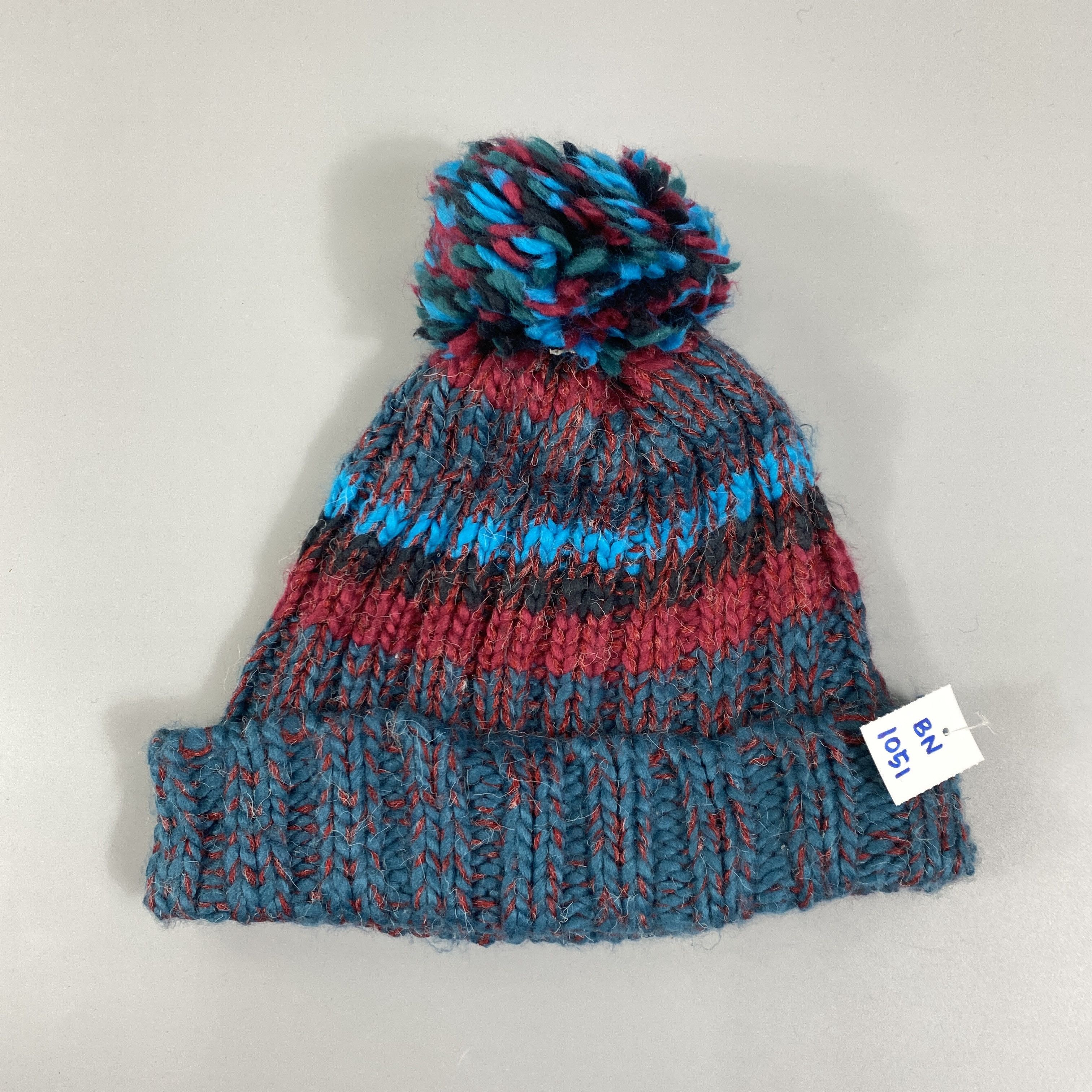 Japanese Brand Knitted Multicolor Beanie Hats Pom Pom -BN1051 Size ONE SIZE - 6 Thumbnail