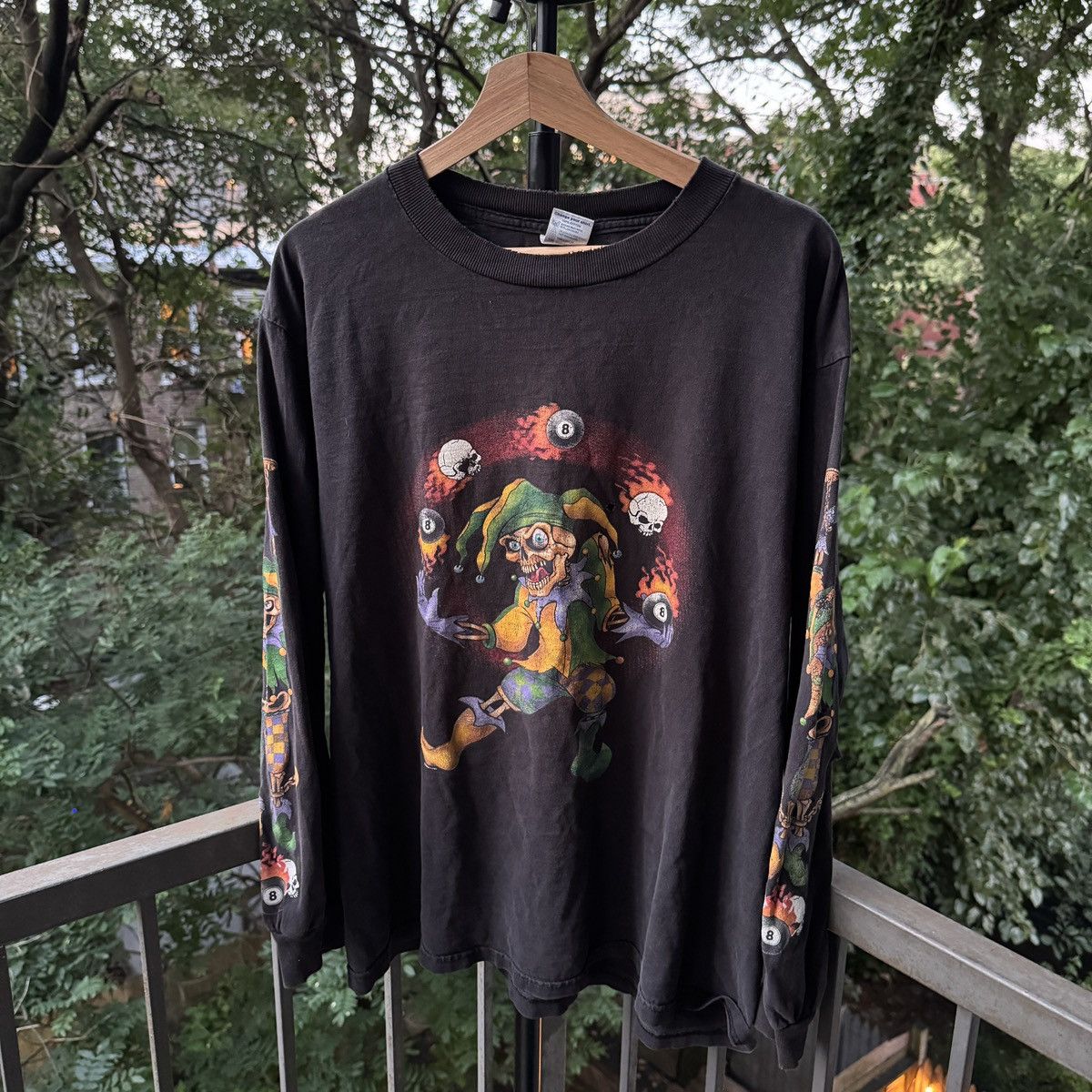 Vintage Thrashed Faded Distressed Joker Biker Longsleeve ERD Grunge Size US L / EU 52-54 / 3 - 1 Thumbnail