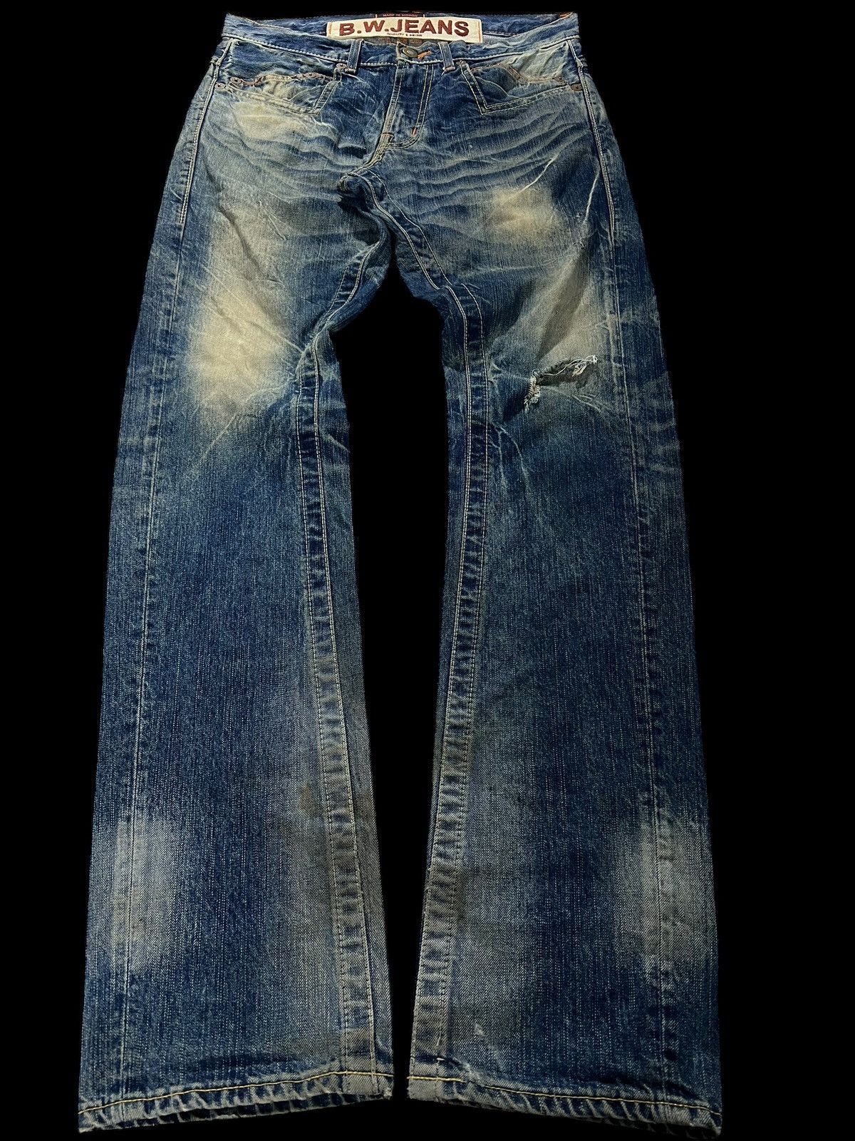 Blue Blue Japan 💥Flare Punk💥Vintage 90’s Blue Way Distress Rusty Mud Wash Size US 31 - 1 Thumbnail