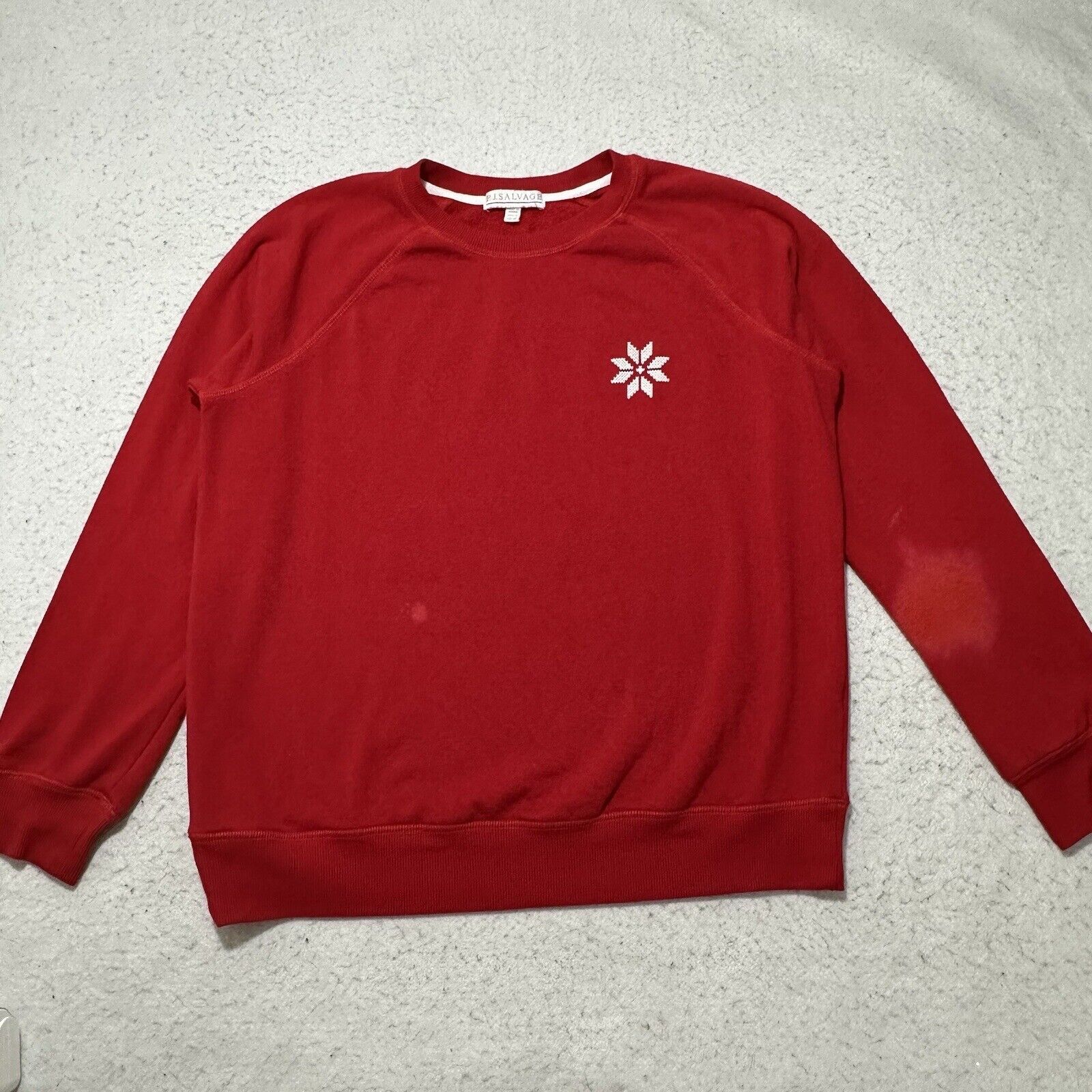 Other PJ Salvage Medium Red Christmas Sweatshirt Merry Flock Shirt Size M / US 6-8 / IT 42-44 - 1 Thumbnail