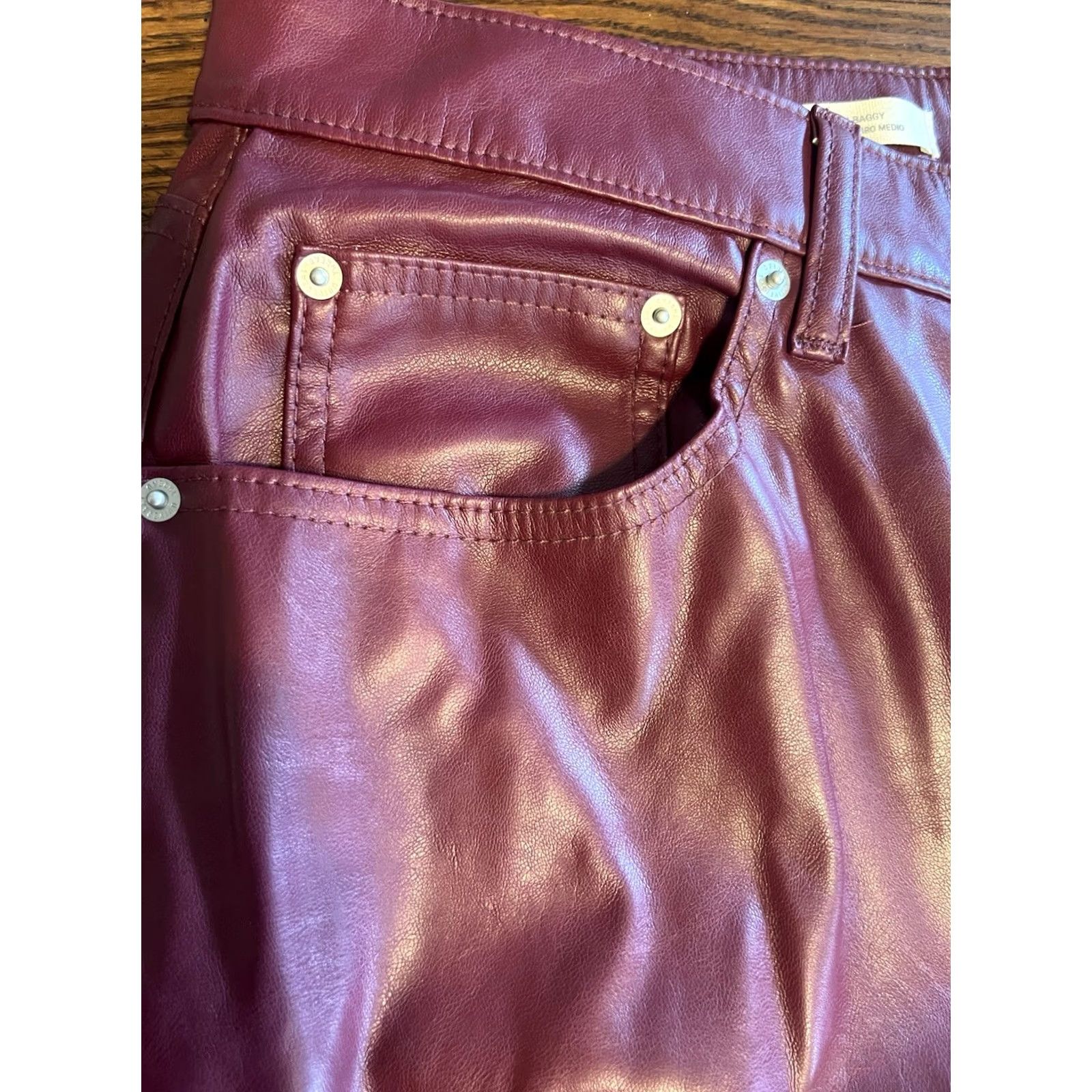 Vintage VINTAGE Universal Thread Womens Mid Rise 90s Faux Leather Pants Magenta 16R NWT Women's Pants Size 38" / US 16 / IT 52 - 5 Thumbnail