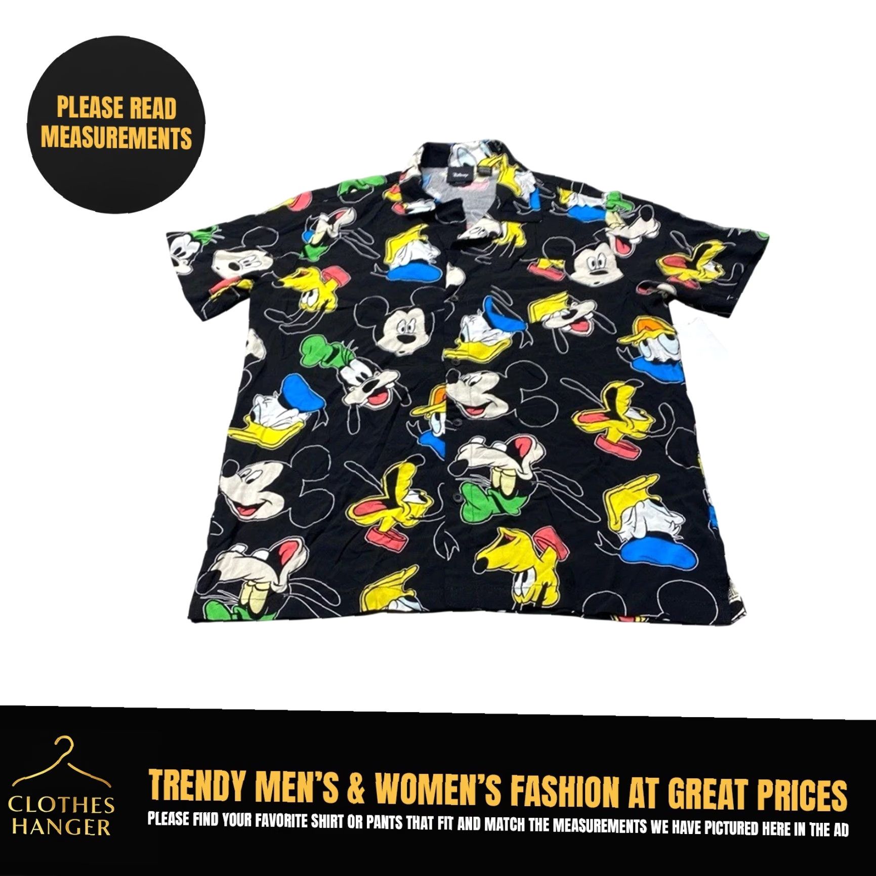 Disney Disney Mickey Goofy Donald Short Sleeve Button-Up Shirt Large Black Size US L / EU 52-54 / 3 - 2 Thumbnail