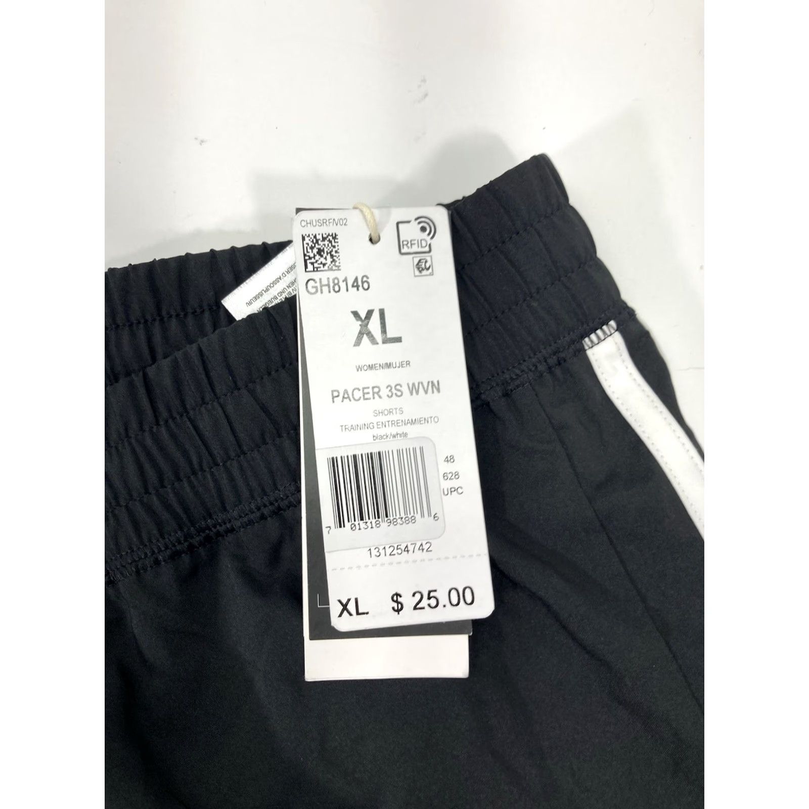 Adidas Adidas Pacer 3 Stripe Woven Shorts Womens XL Black Sport Gym & Training NWT Size 40" / US 18 - 4 Thumbnail