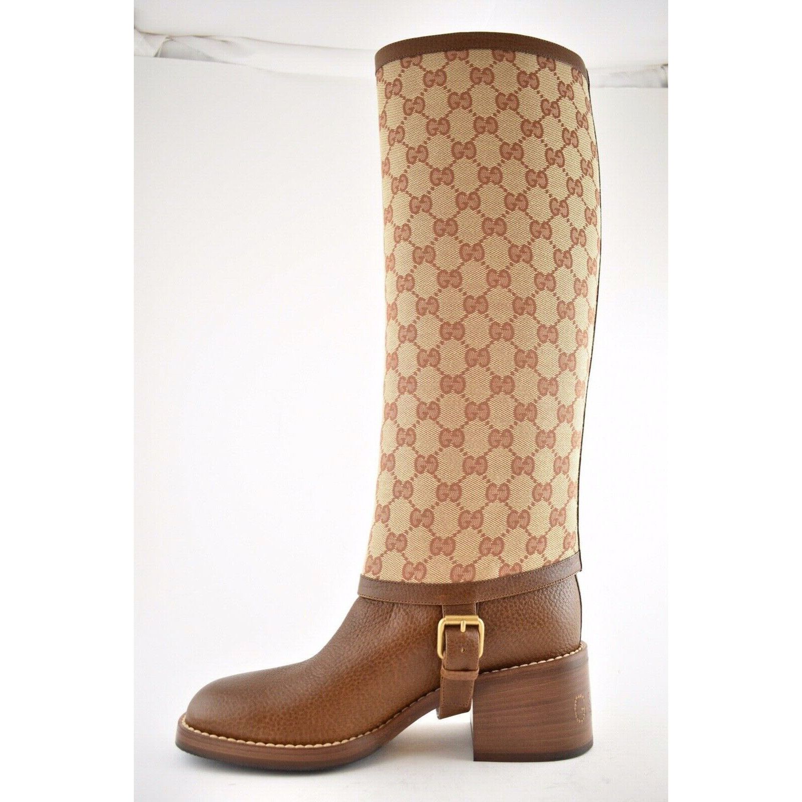 Gucci Gucci Lola Beige Monogram Canvas GG Logo Gaiter Riding Size US 6 / IT 36 - 7 Thumbnail